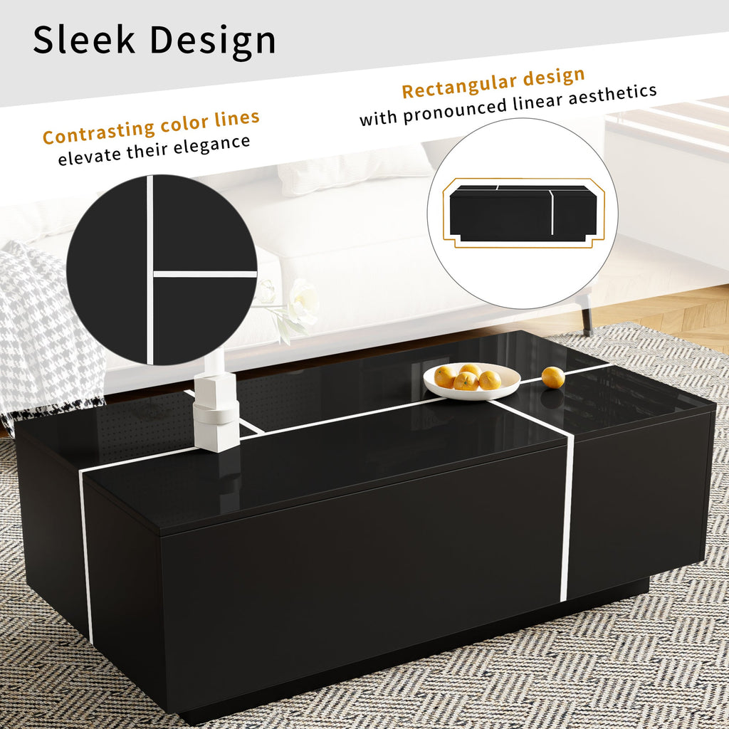 Multi-Functional Extendable Coffee Table with 2 Storage Space and Drawers