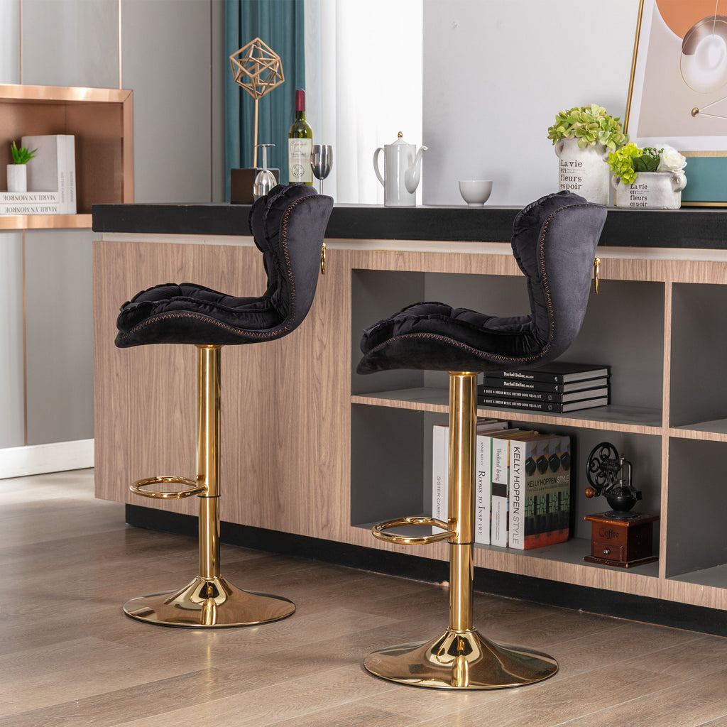 Bar Stools with Chrome Footrest and Base (Set of 2 )