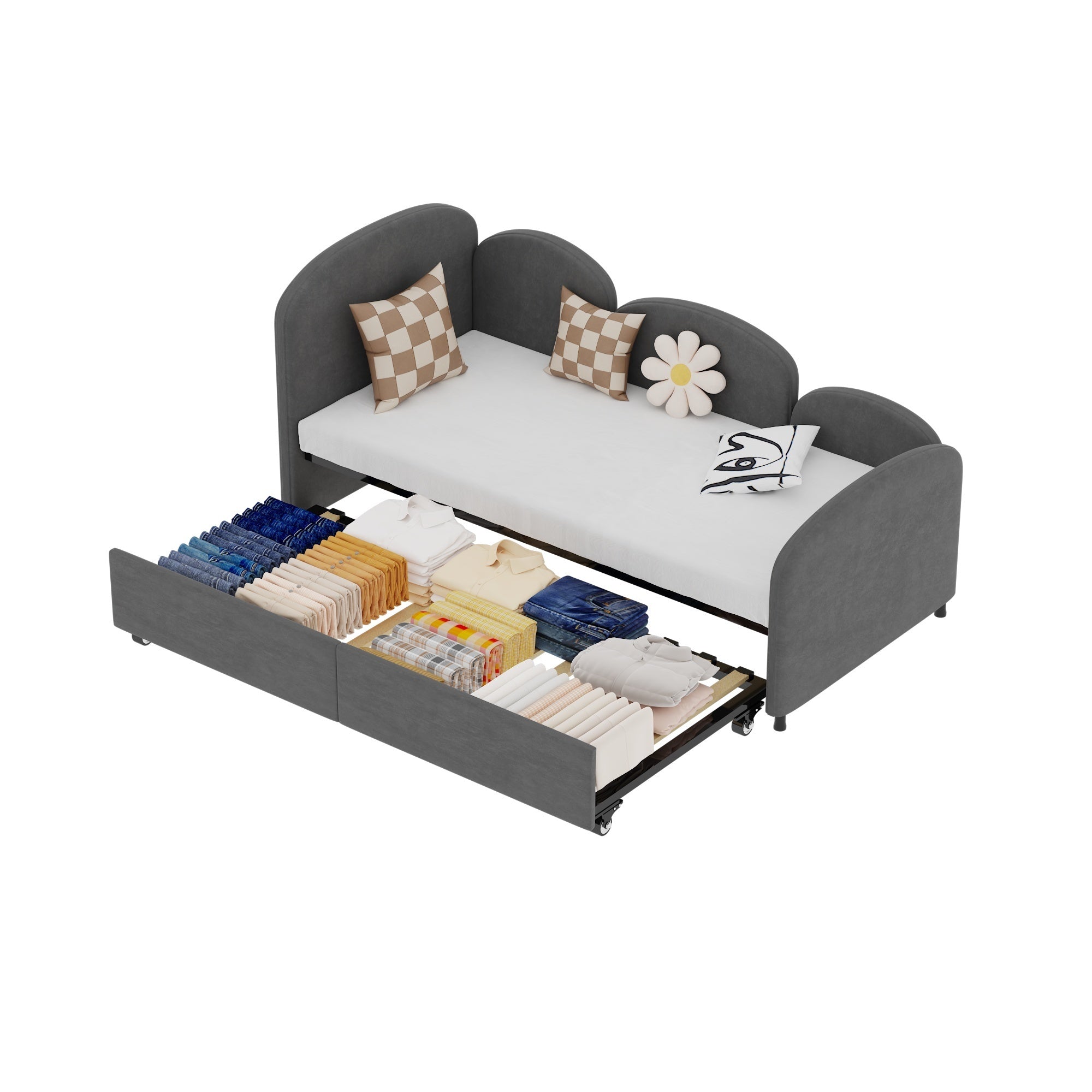 Modern Twin Size Velvet Upholstered Daybed