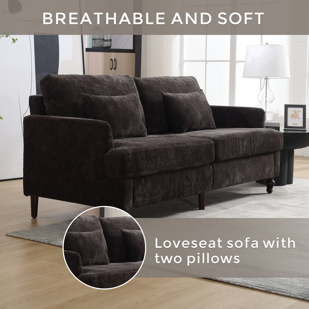 Mid Century Modern Chenille Fabric Loveseat Sofa