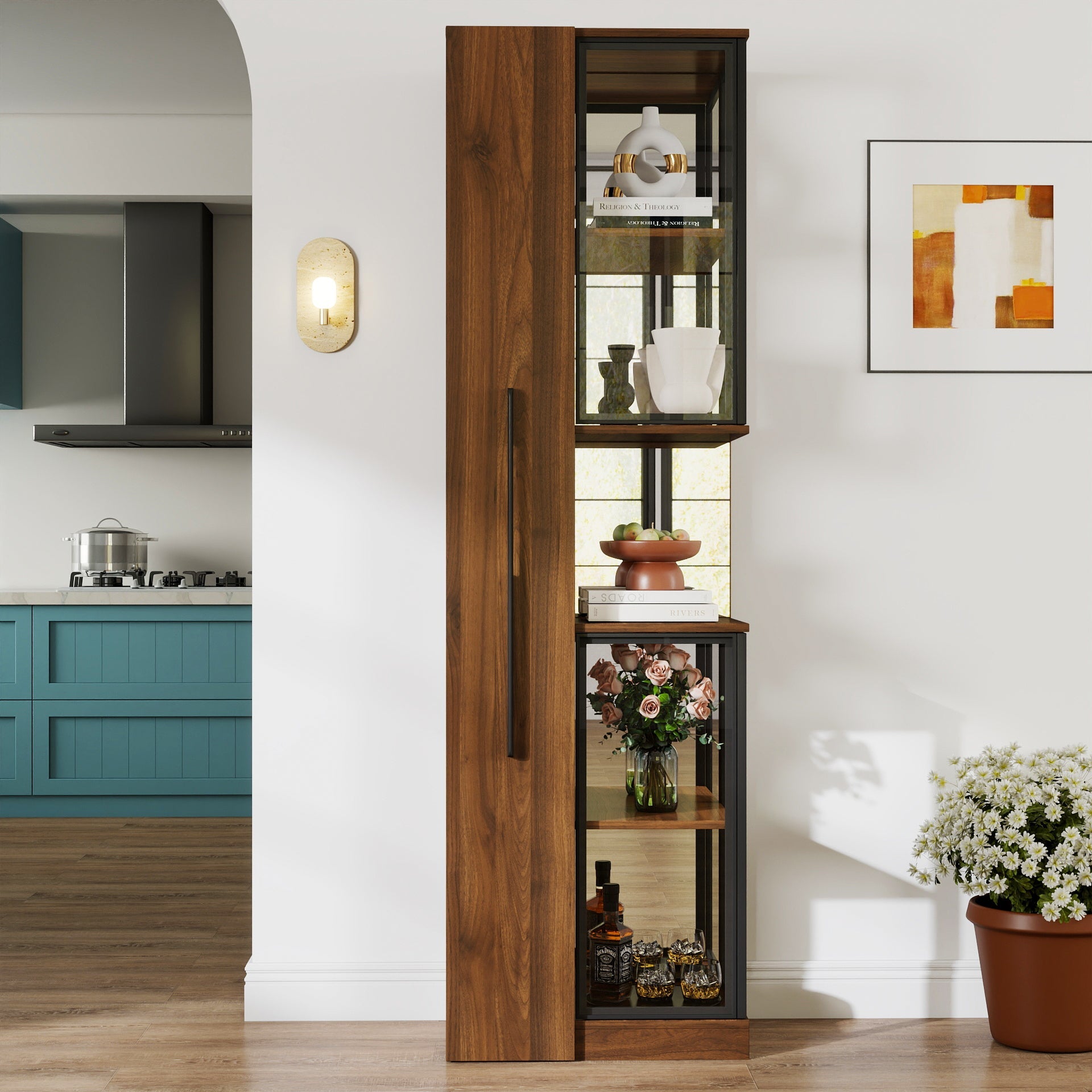 70' Display Cabinet with Glass Doors and Lights