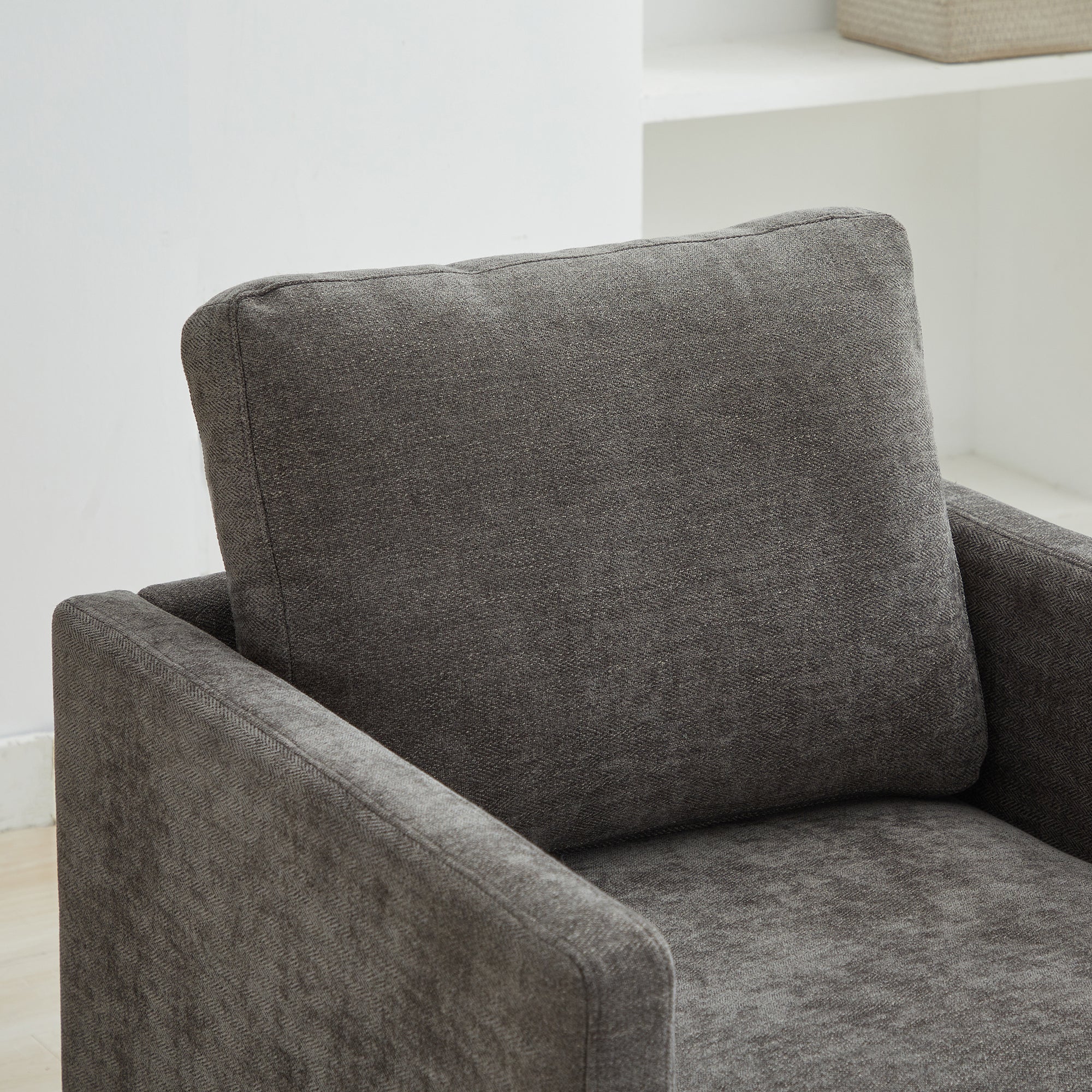 Modern Square Chenille Upholstered Swivel Accent Chair