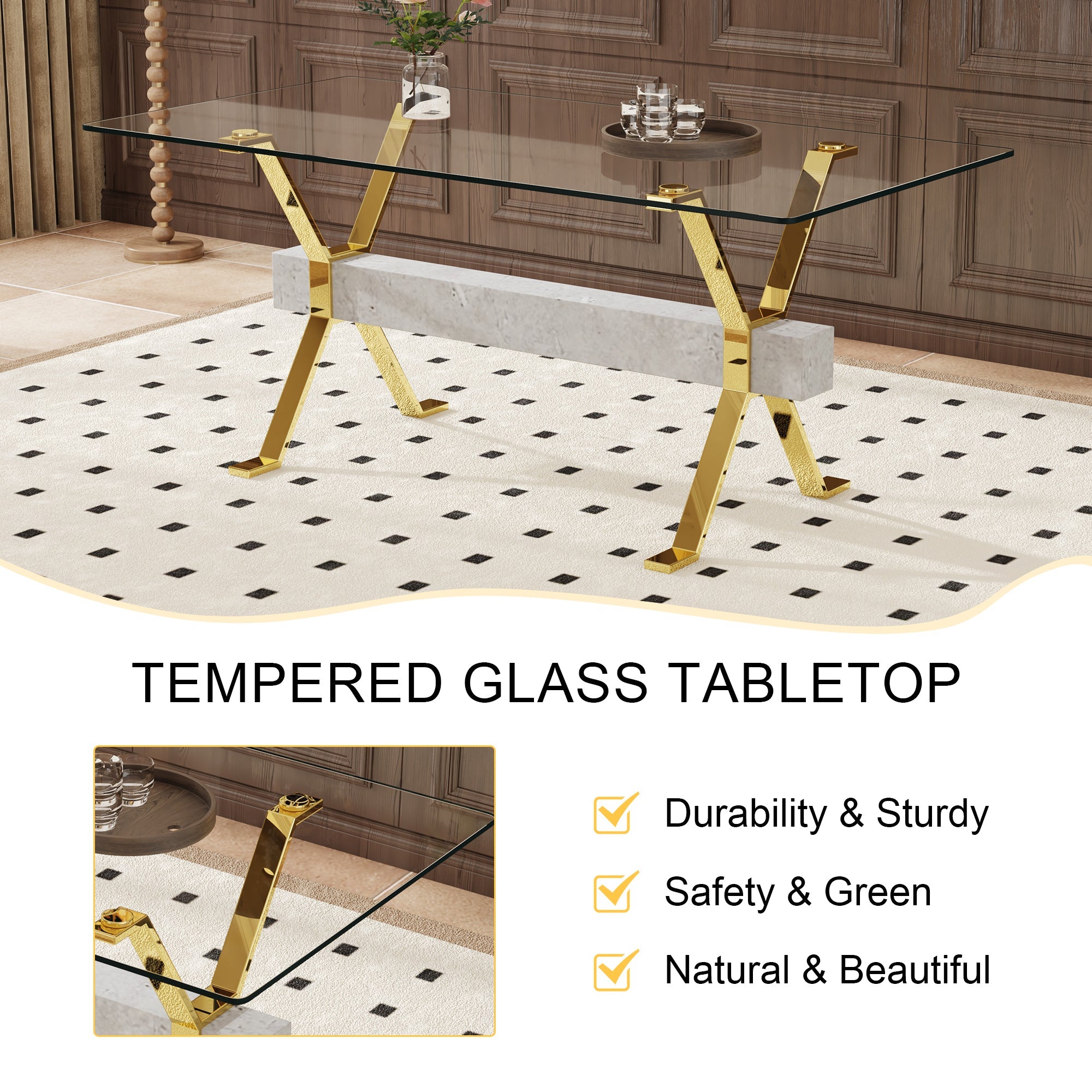 Elegant Transparent Tempered Glass Dining Set