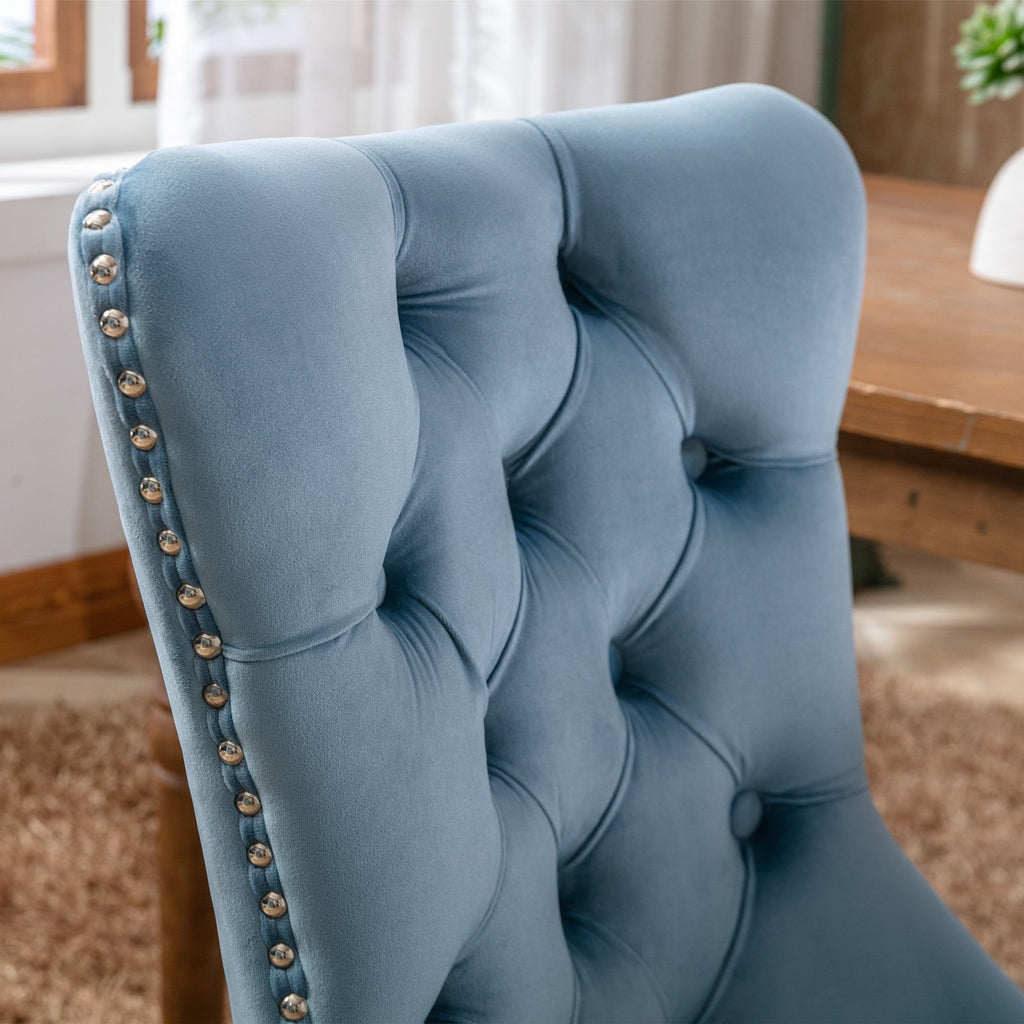 Modern High-end Tufted Solid Wood Velvet Dining Chair(Set of 2)