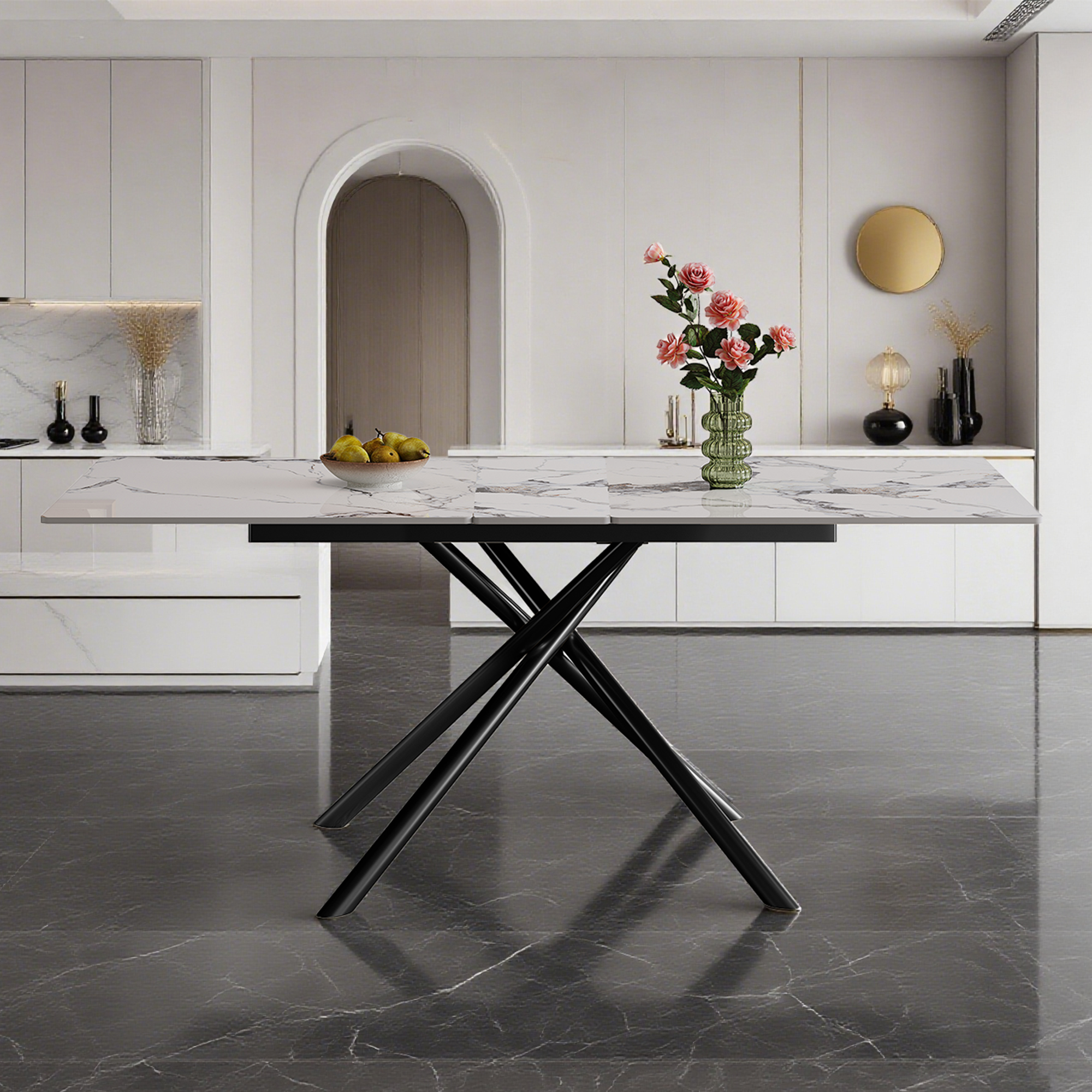 59-inch Modern rectangle Expandable Dining Table