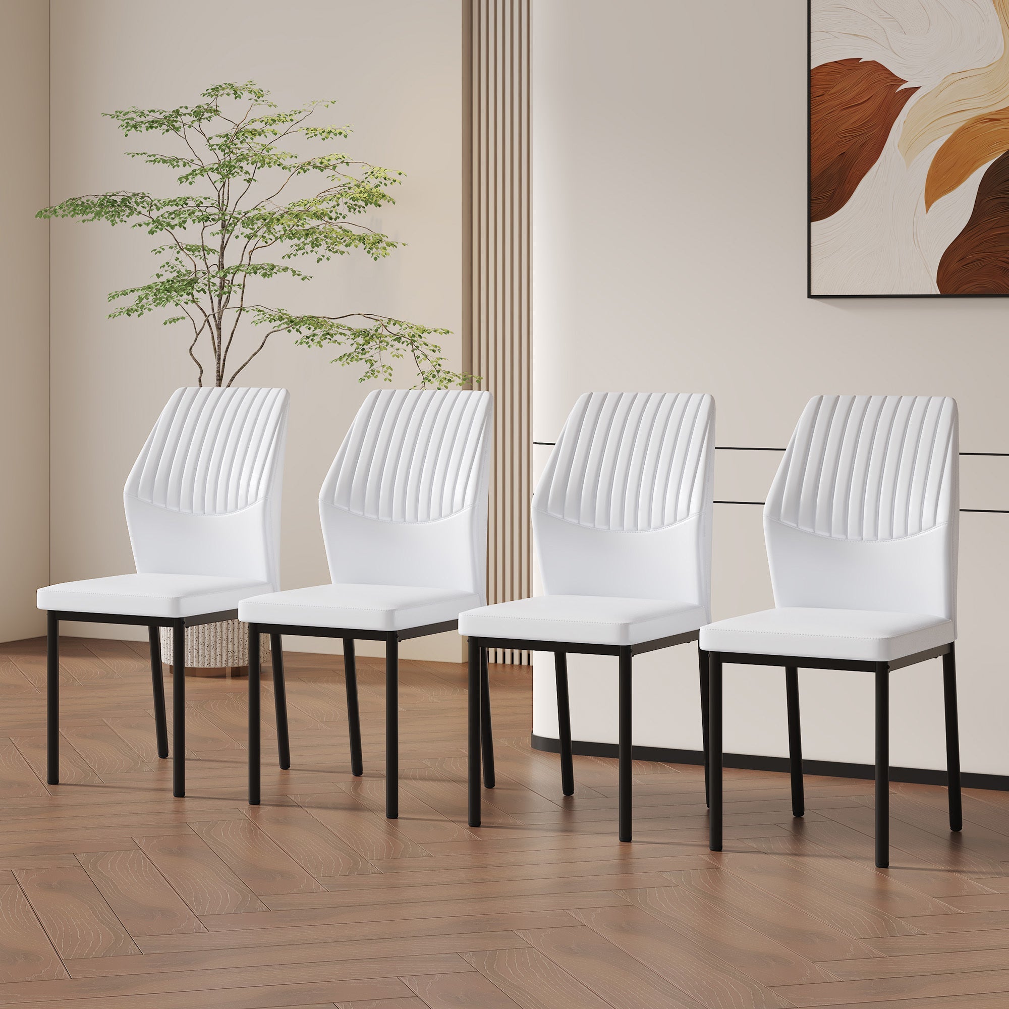 Modern PU Leather Dining Chairs Set of 4