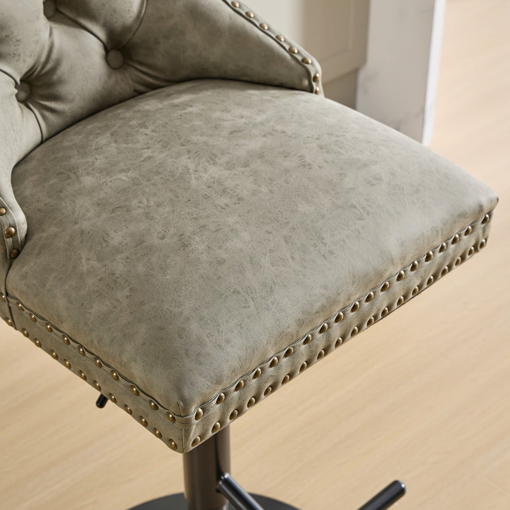 Aged and Retro PU Swivel Barstools Adjusatble Seat Height (Set of 2)