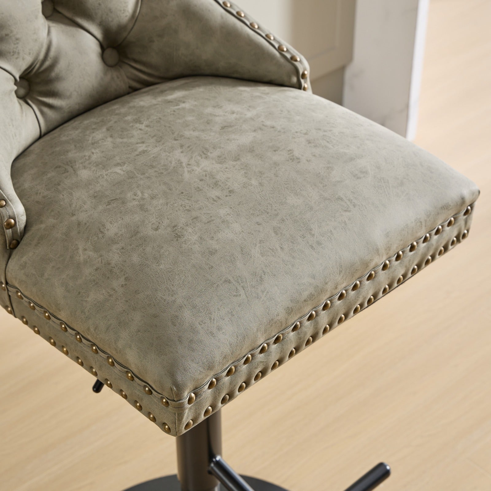 Aged and Retro PU Swivel Barstools Adjusatble Seat Height (Set of 2)