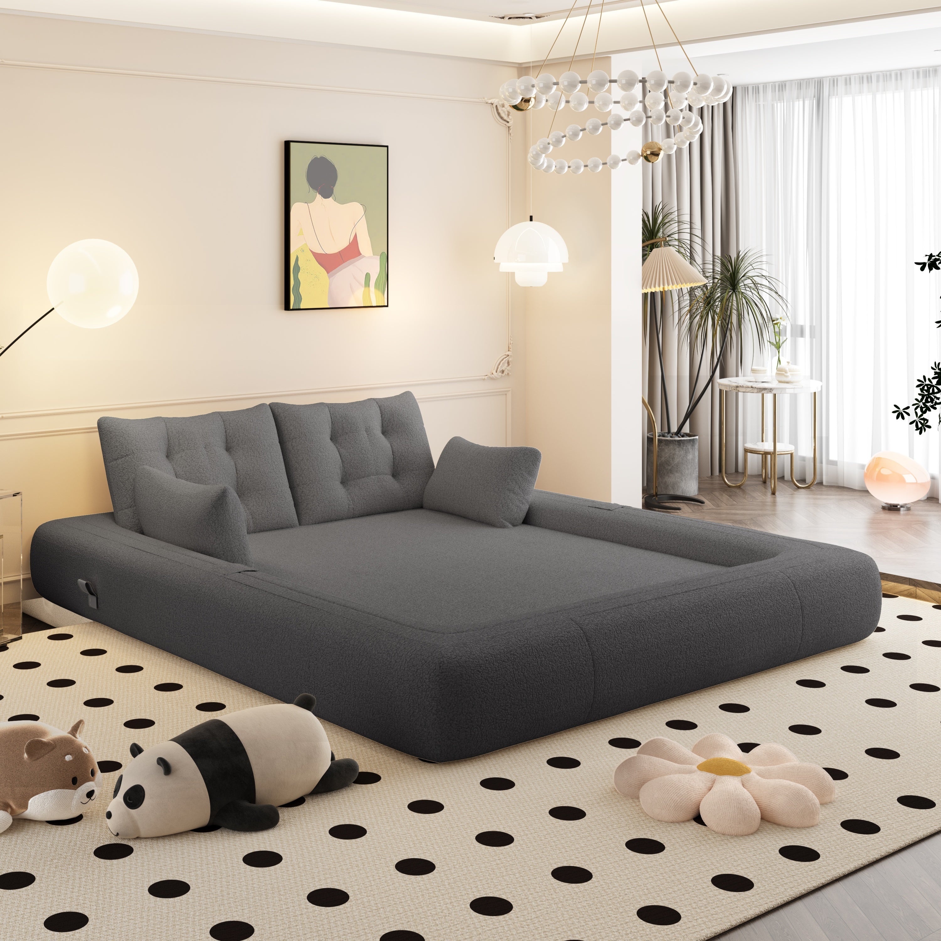 78.7 ' Multi-Functional Teddy Foldable Sofa Bed