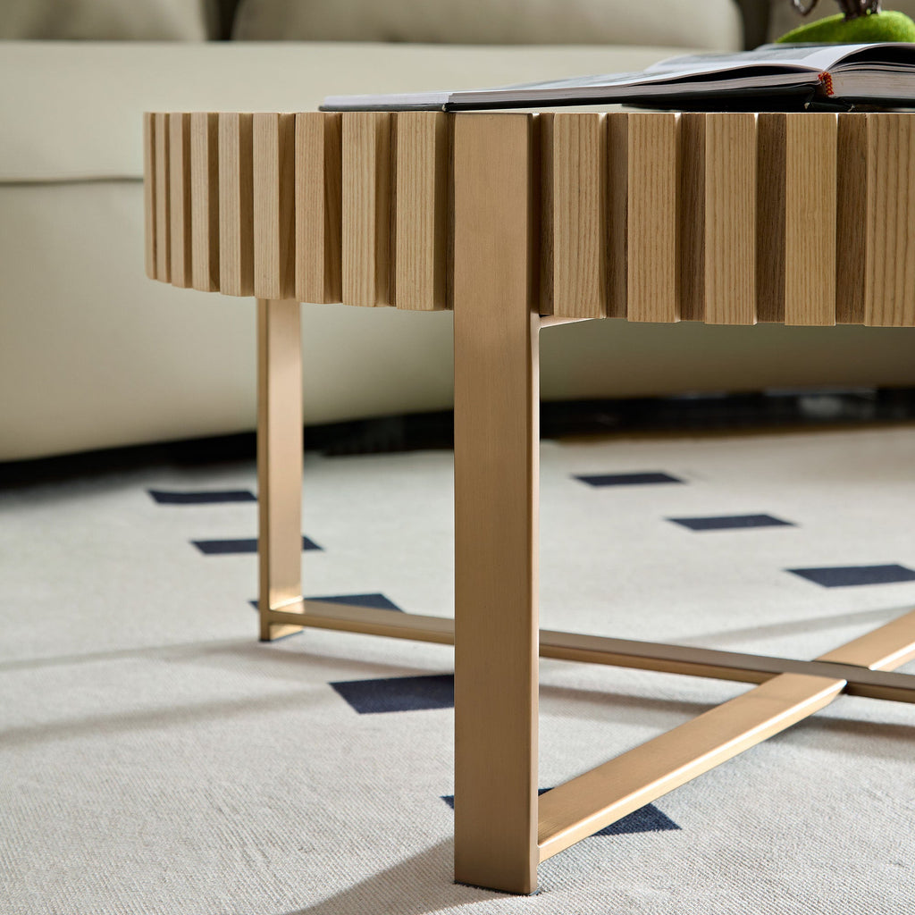 Modern Handcraft Drum Round Coffee Table