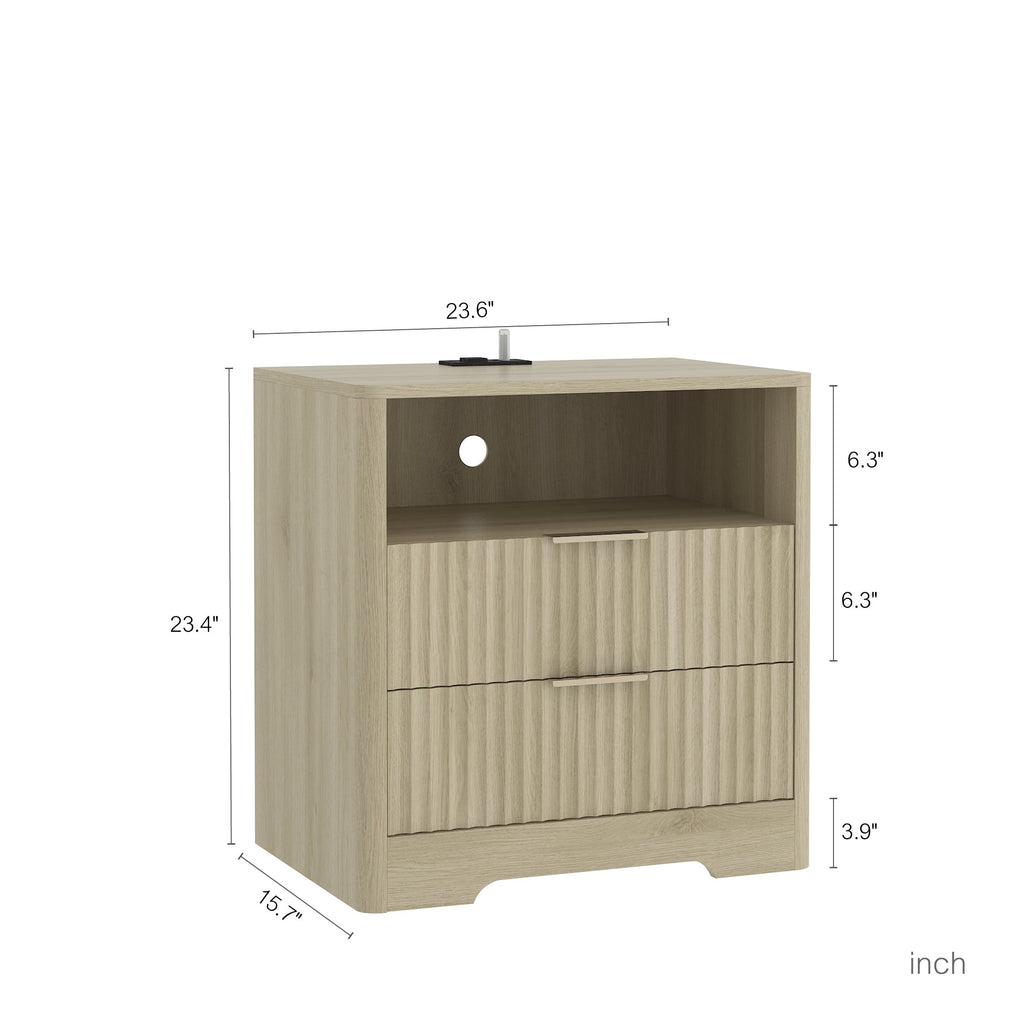 Smart Nightstand with Charging Station for Bedroom