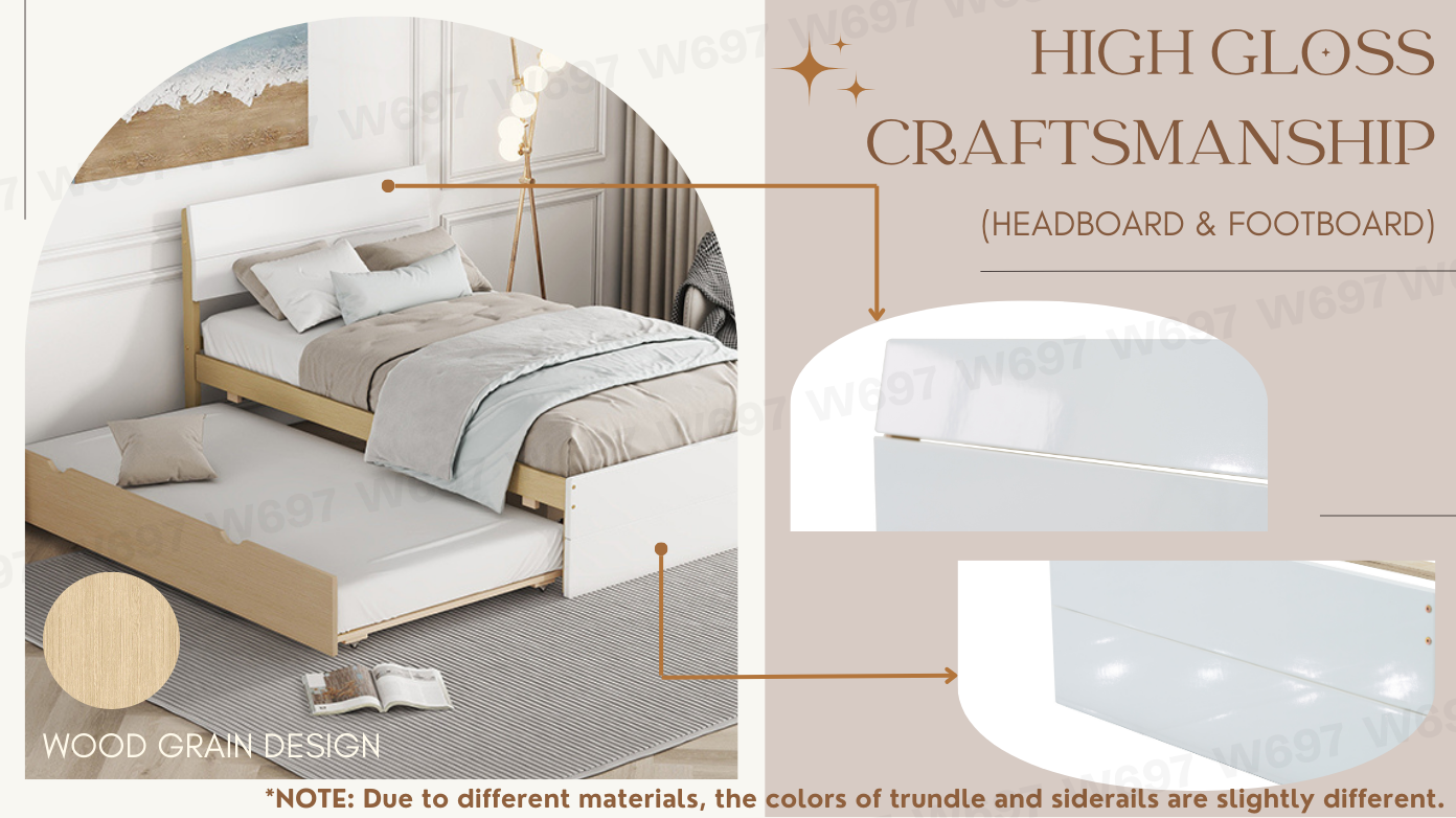 Modern Twin Bed Frame for White High Gloss Headboard and Footboard