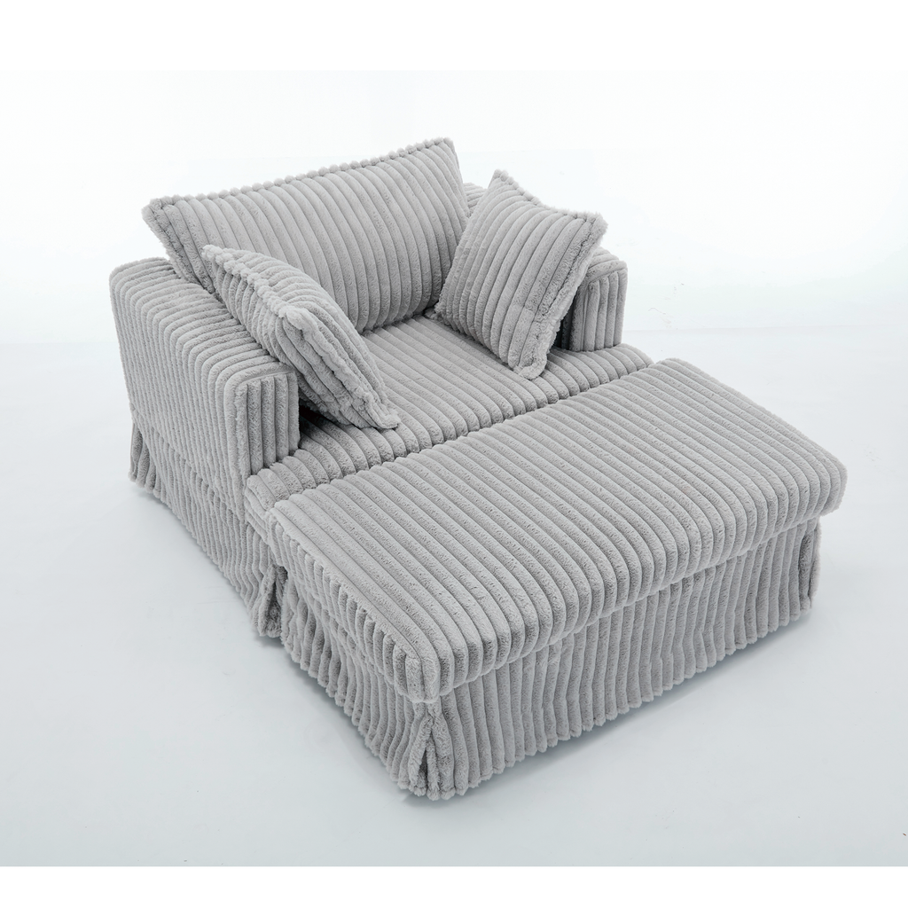 47.7'' Oversized Corduroy Chaise Longue with Ottoman