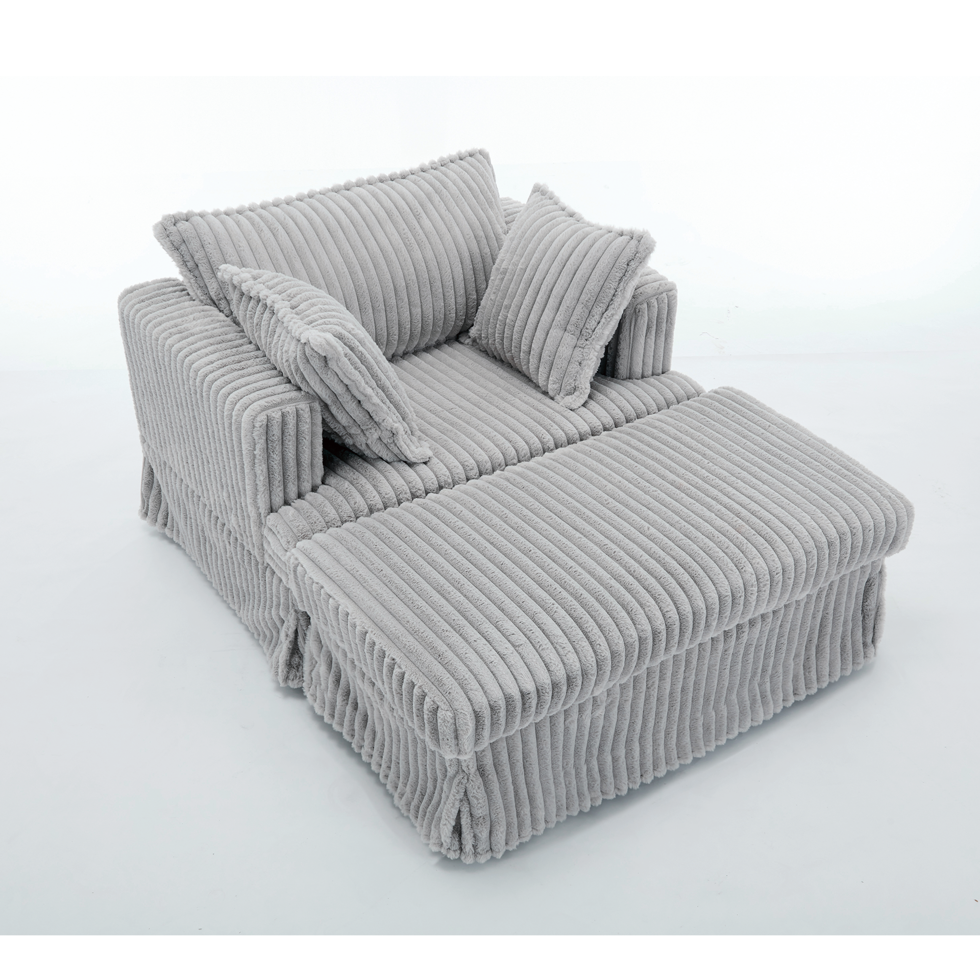 47.7'' Oversized Corduroy Chaise Longue with Ottoman