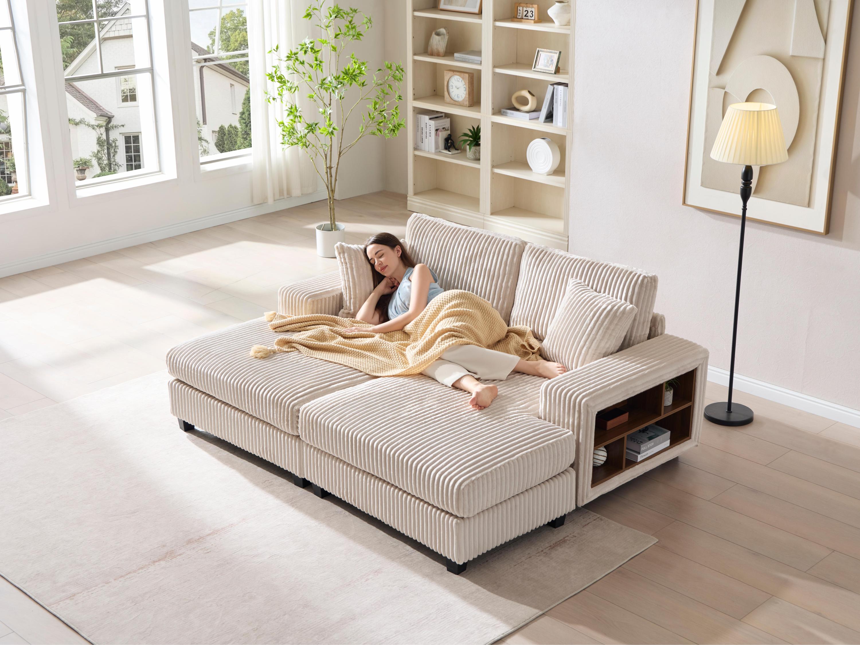 Convertible Sleeper Sectional Sofa with Storage