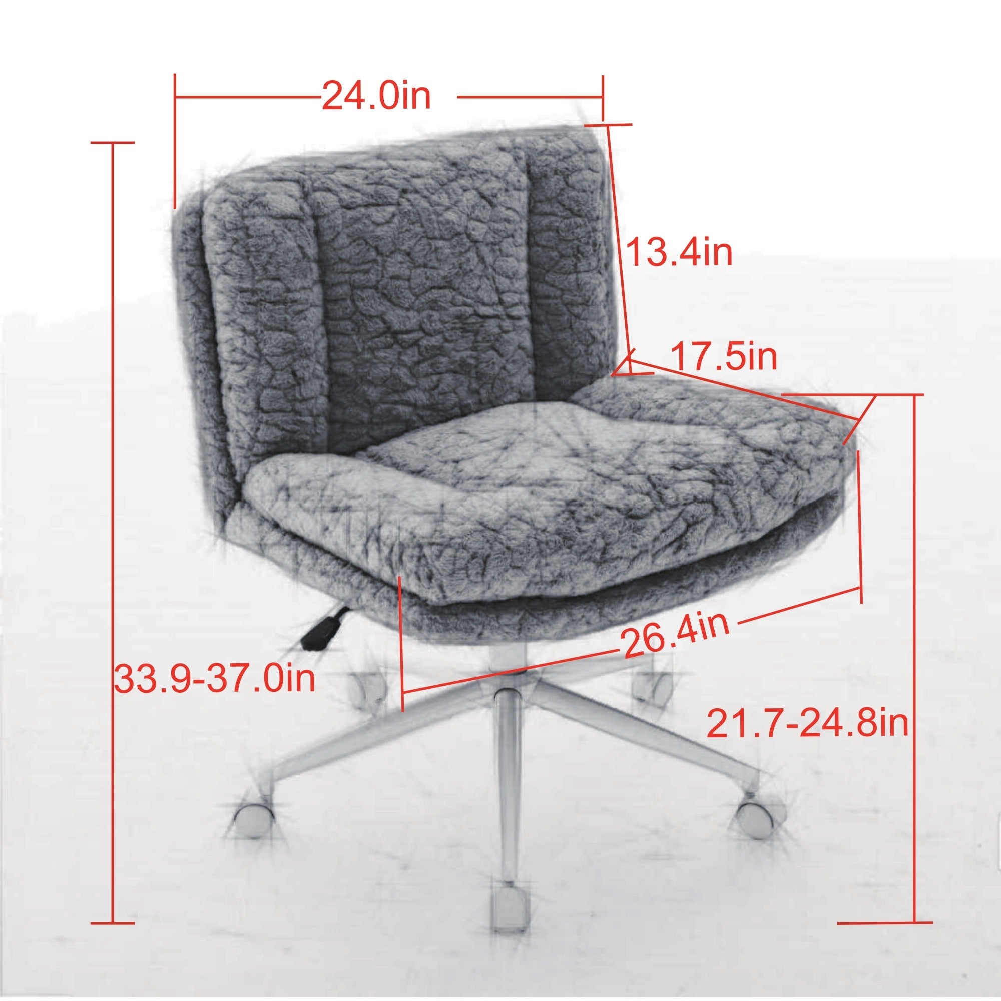 W26.4 inch Wider Artificial Rabbit Hair Home Office Chair
