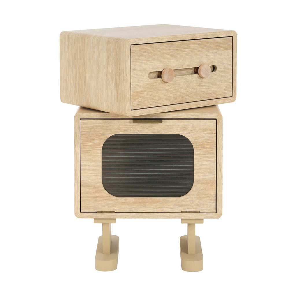 Rotating Robot Side Table with Storage
