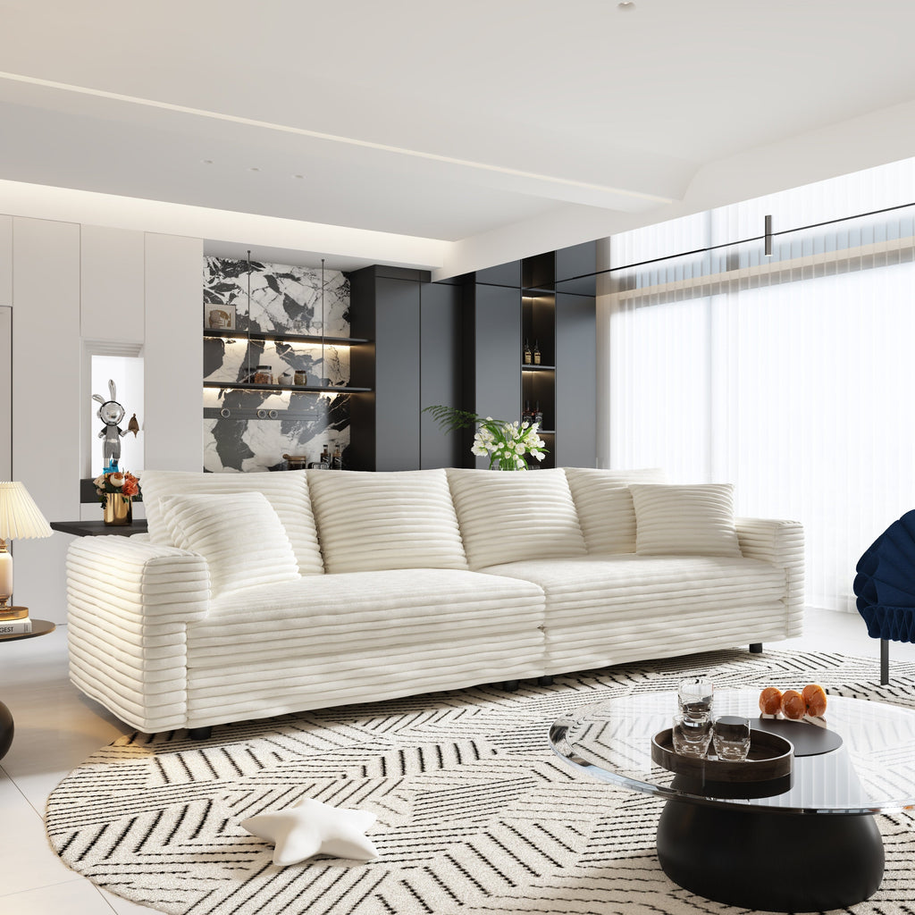 Modern 4 Seat Comfy Upholstered Sofa + Ottoman Option