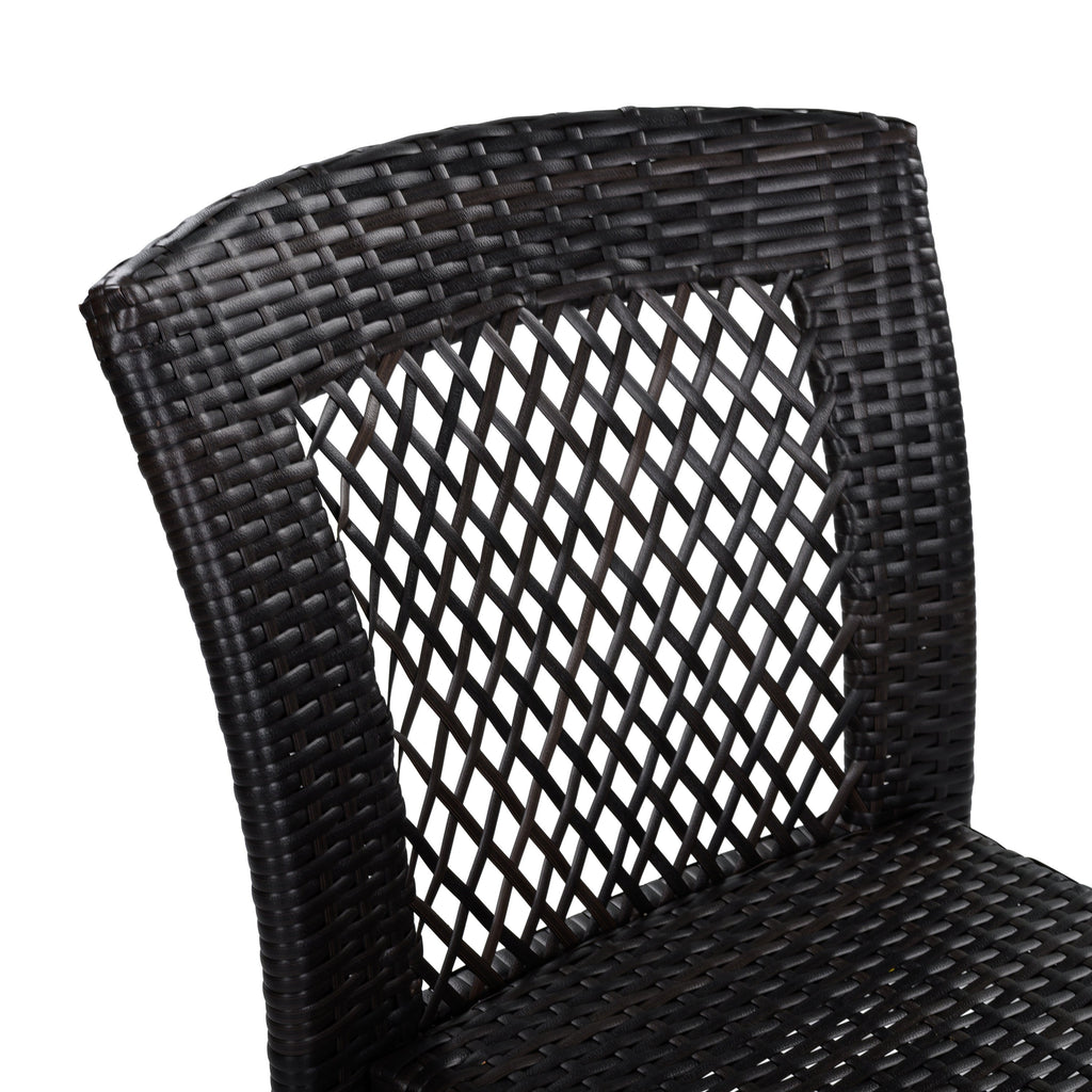 Outdoor Dining Chairs Set of Stackable UV Resistant Rattan Steel Frame Patio Garden