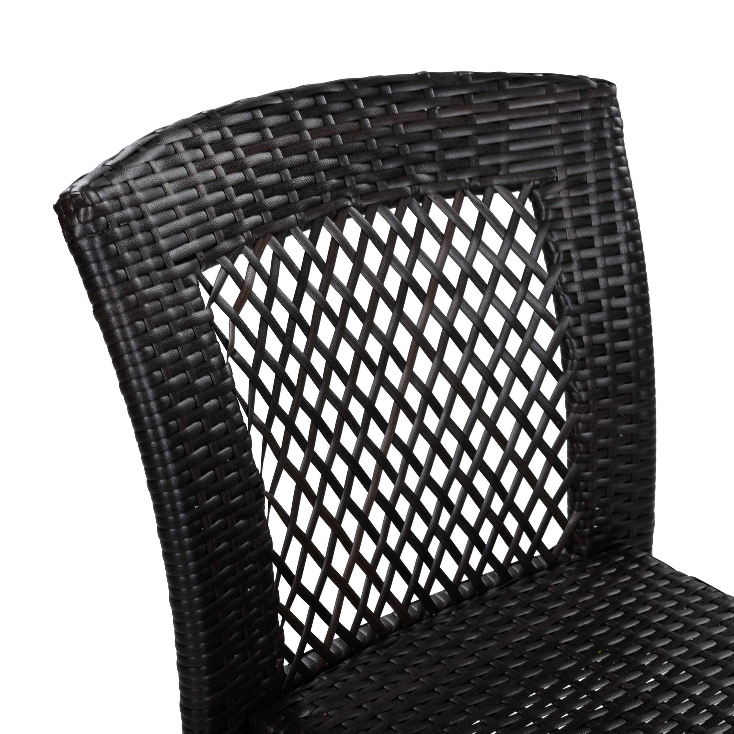 Outdoor Dining Chairs Set of Stackable UV Resistant Rattan Steel Frame Patio Garden