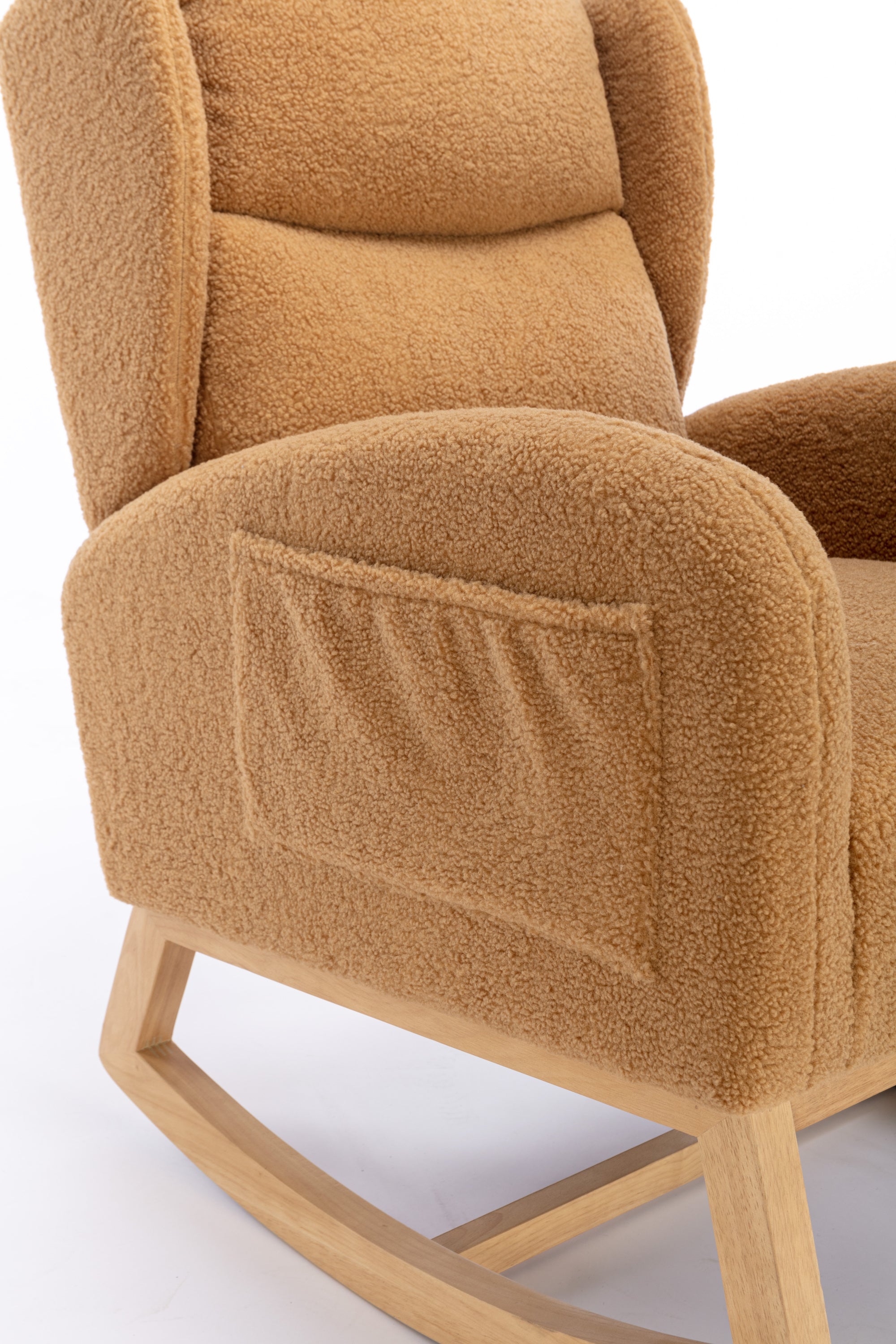 Teddy Fabric Rocking Chair with Packet Wood Legs