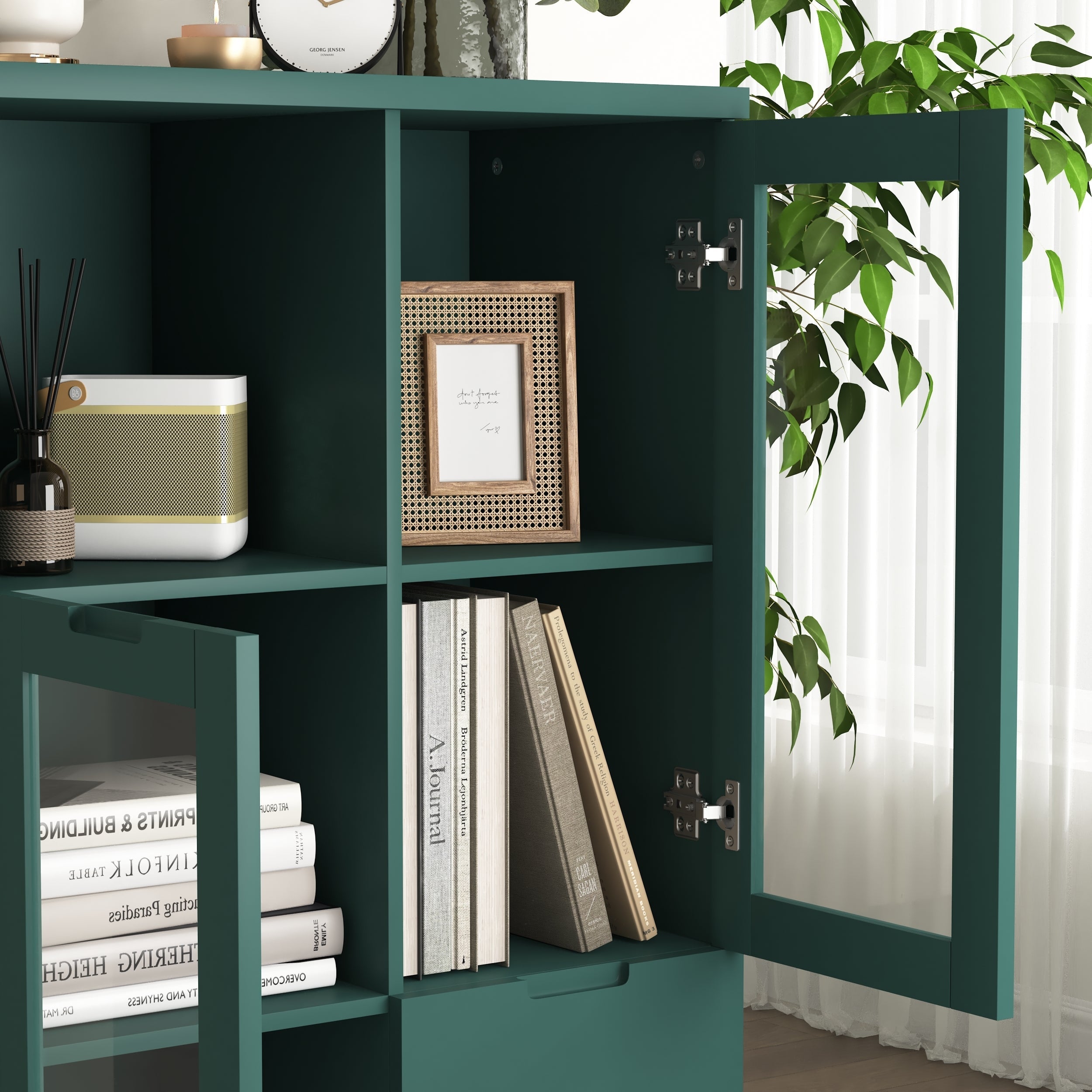 MDF Painted Cabinet with Glass Doors