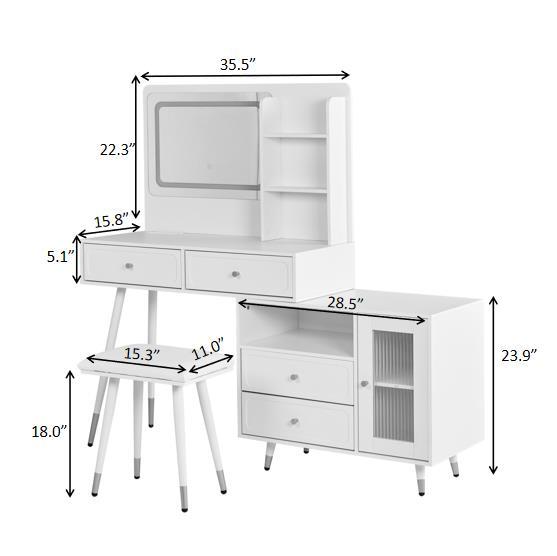 Modern Makeup Vanity Desk with Mirror and Lights