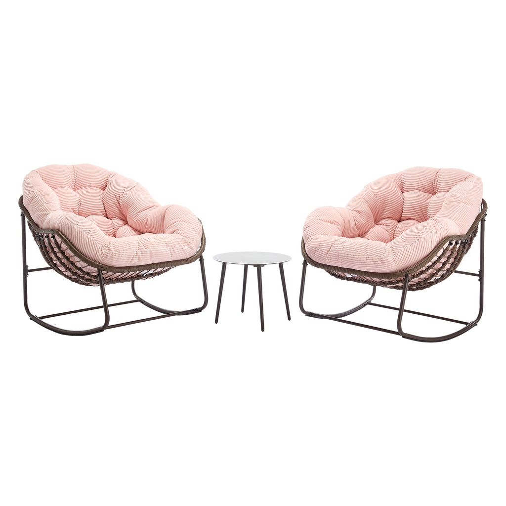 Outdoor Rattan Rocking Recliner Chair with Padded Cushion