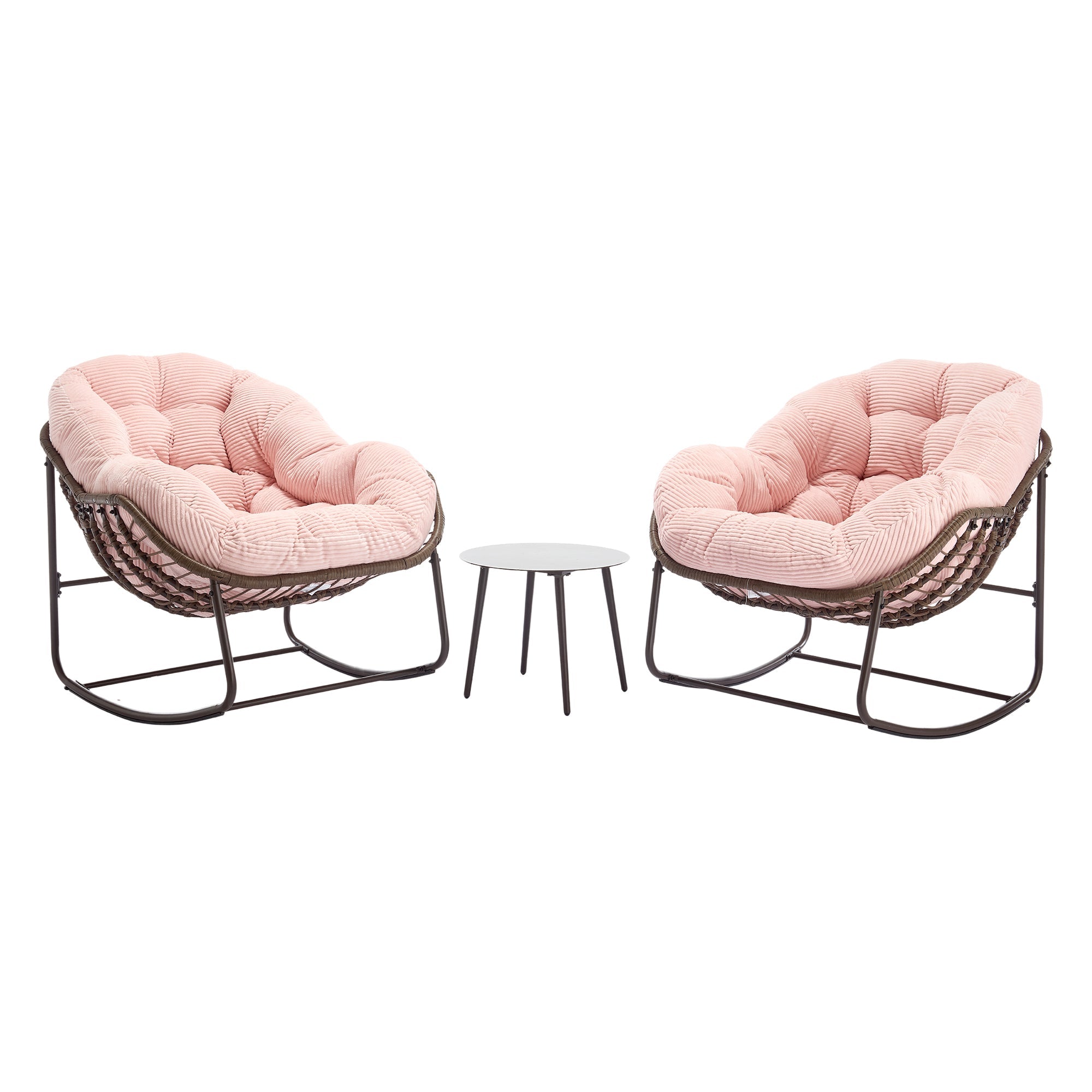 Outdoor Rattan Rocking Recliner Chair with Padded Cushion