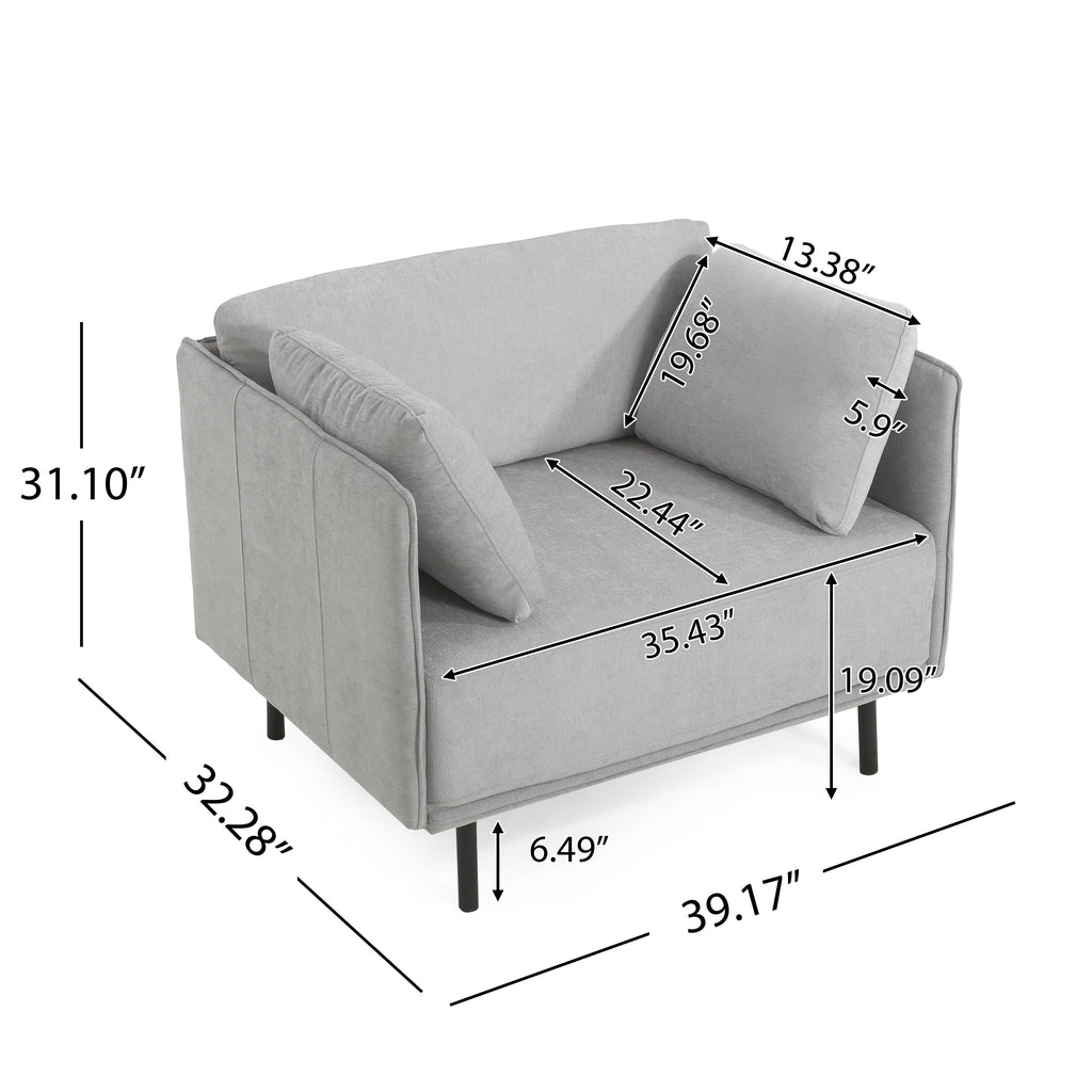 Vintage Grey 39' Lounge Chair with Polyester Upholstery