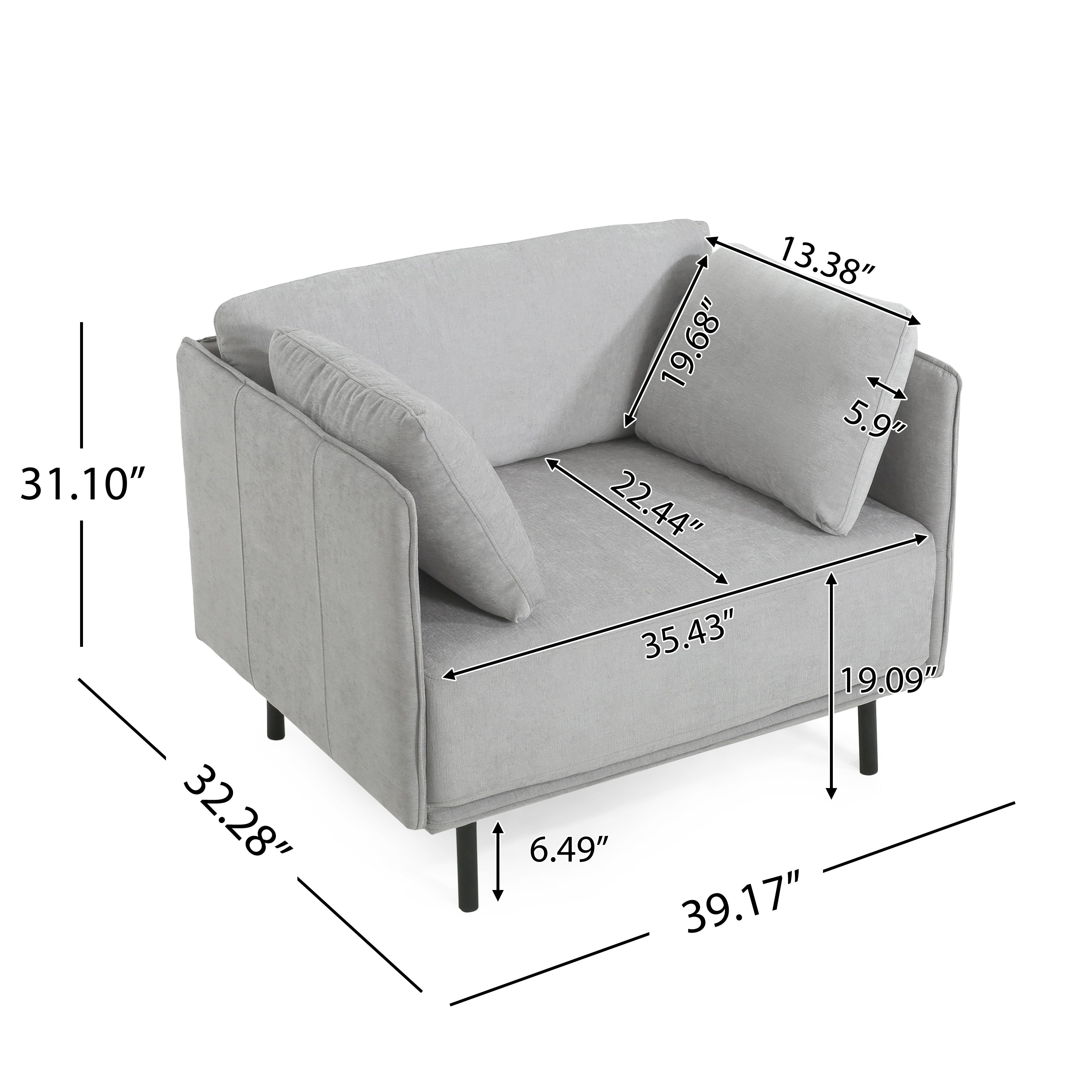 Vintage Grey 39' Lounge Chair with Polyester Upholstery