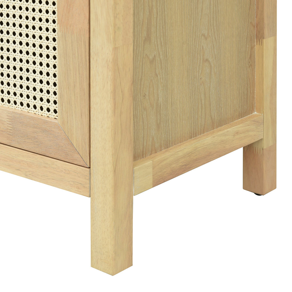 Bohemian Style Rattan Storage Cabinet with 3-position Adjustable Shelves