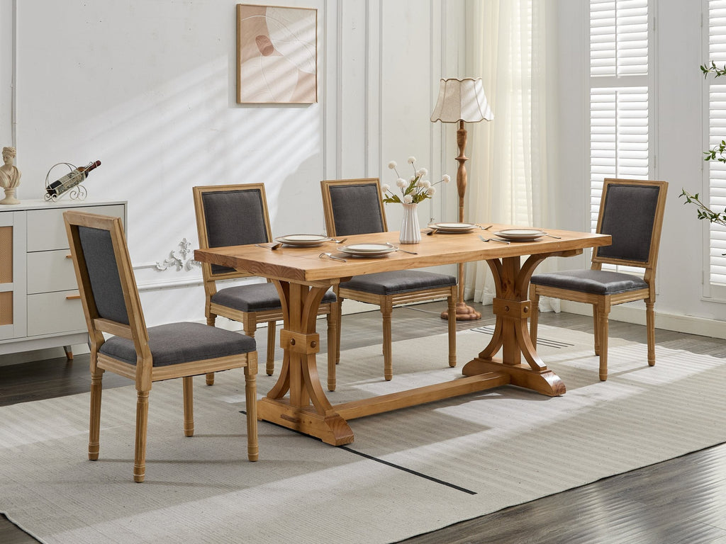 French Louis Dining Chairs with Square Backrest (Set of 2)