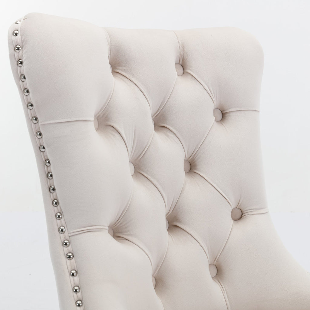 Modern High-end Tufted Solid Wood Velvet Dining Chairs (Set of 2)