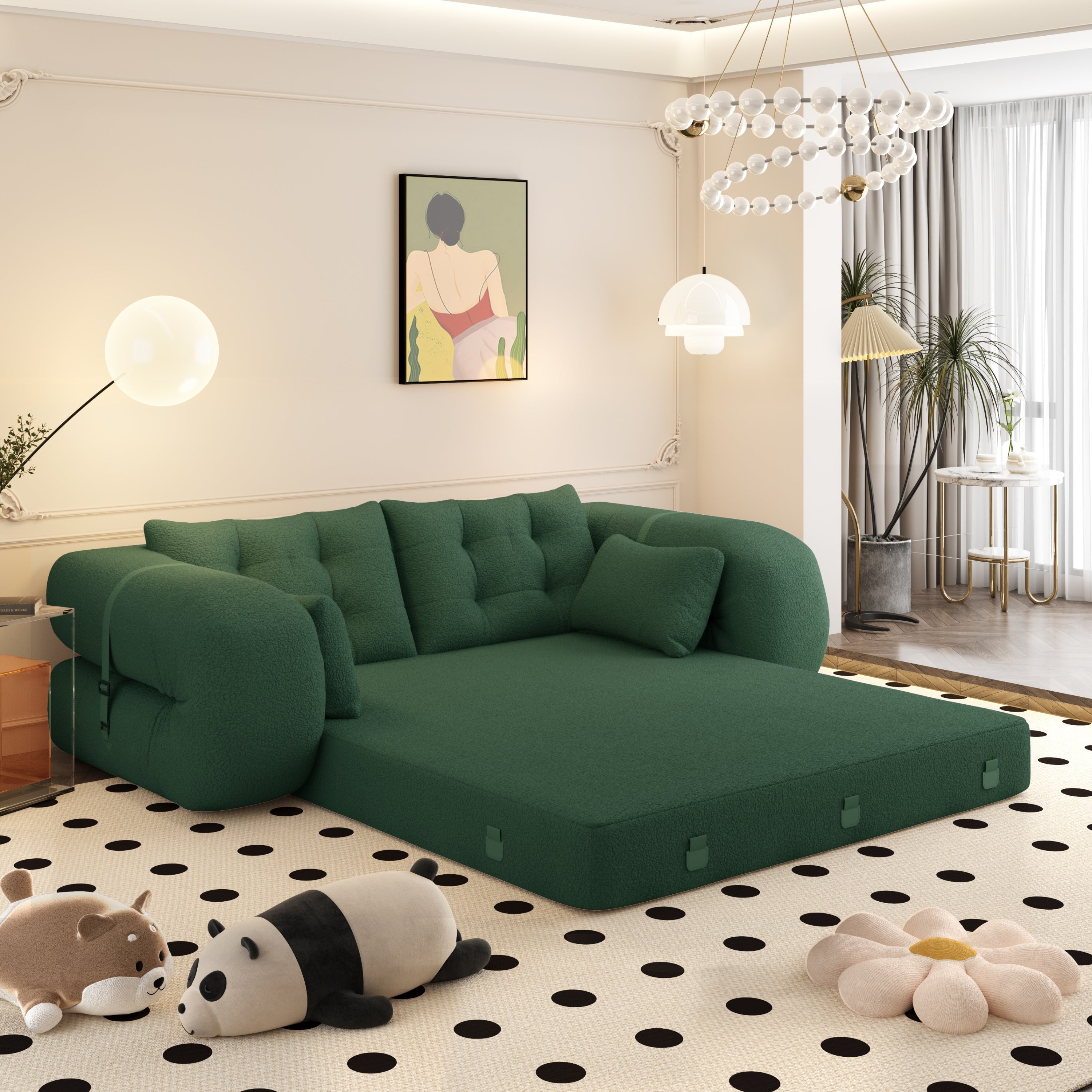 78.7 ' Multi-Functional Teddy Foldable Sofa Bed