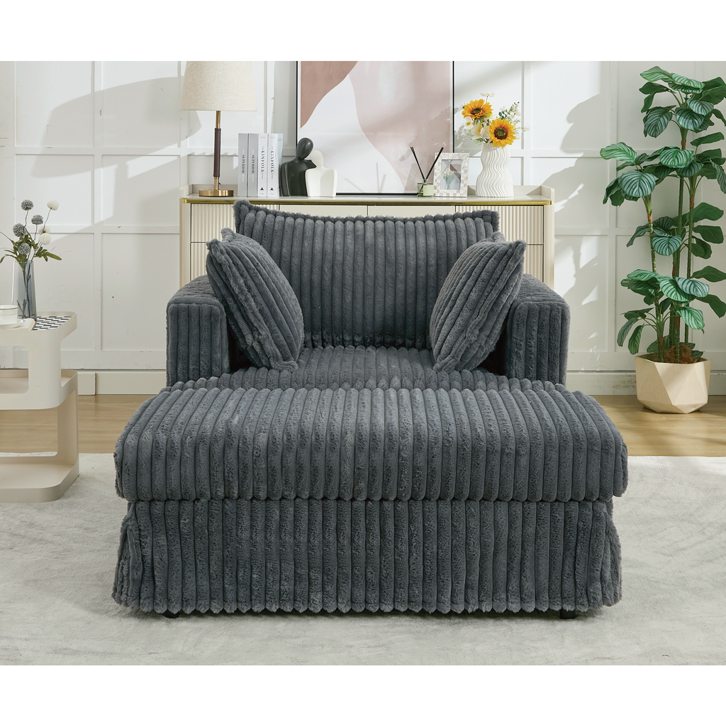 47.7'' Oversized Corduroy Chaise Longue with Ottoman