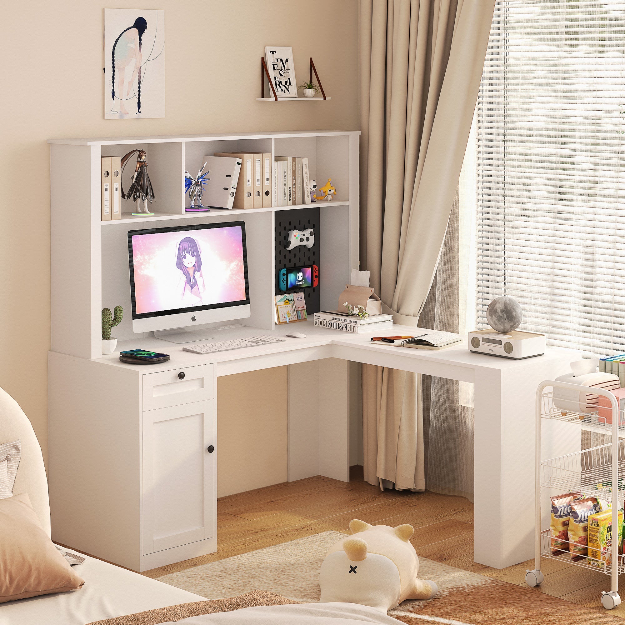 L Shaped Desk with Drawers