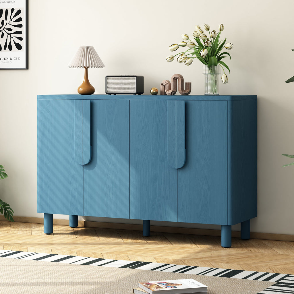 Wood Storage Cabinet with Unique Arc Handles