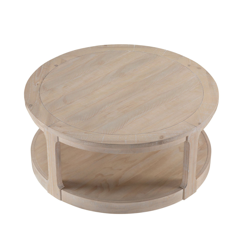 40" Large Curved 2 Tier Traditional Coffee Table with Wheels