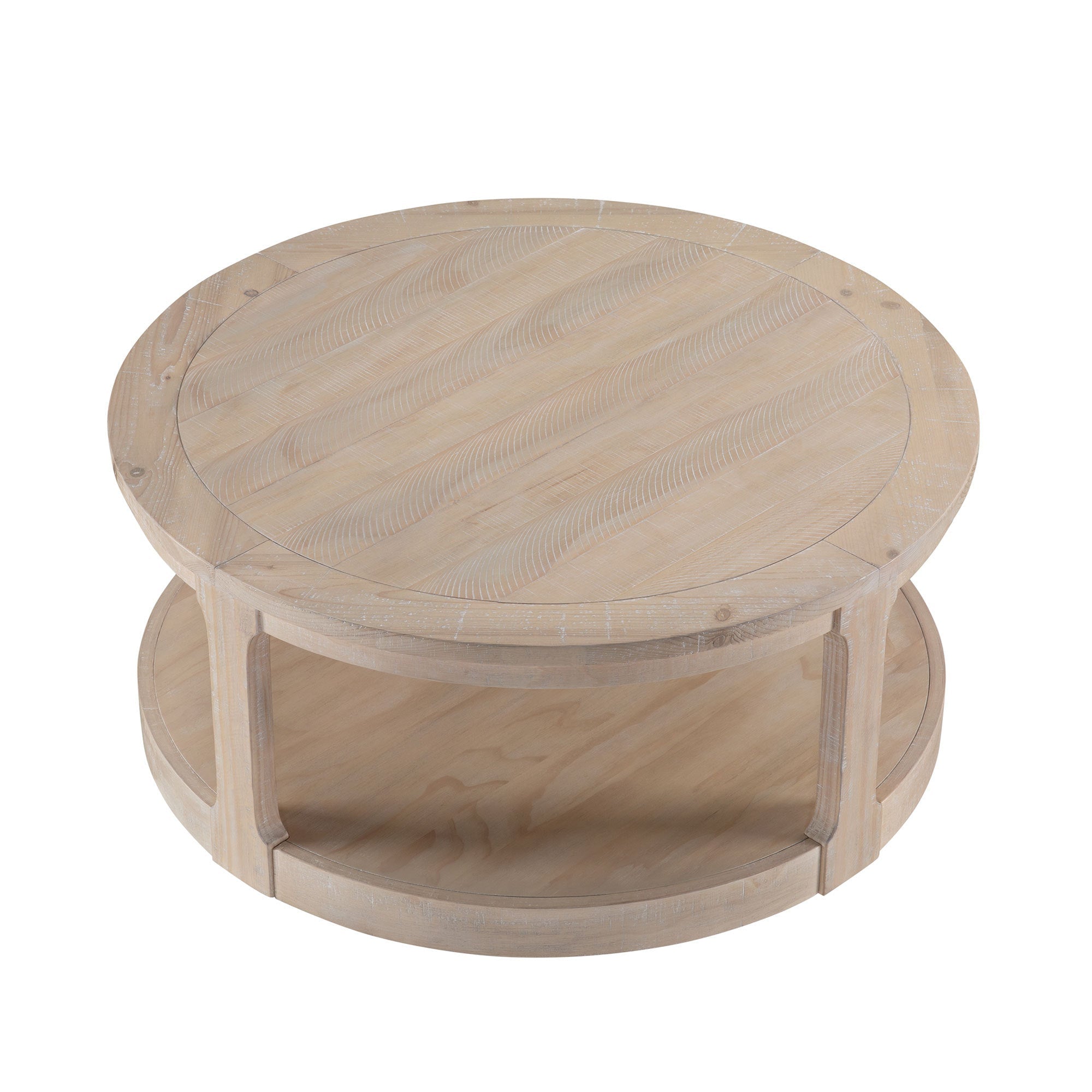 40" Large Curved 2 Tier Traditional Coffee Table with Wheels