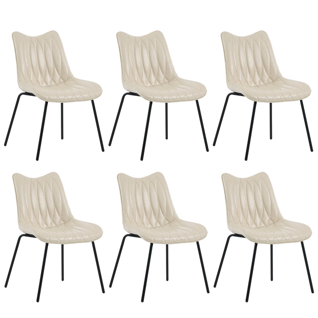 Firmoz Modern PU Leather Dining Chair with Black Iron Legs & Ergonomic Backrest