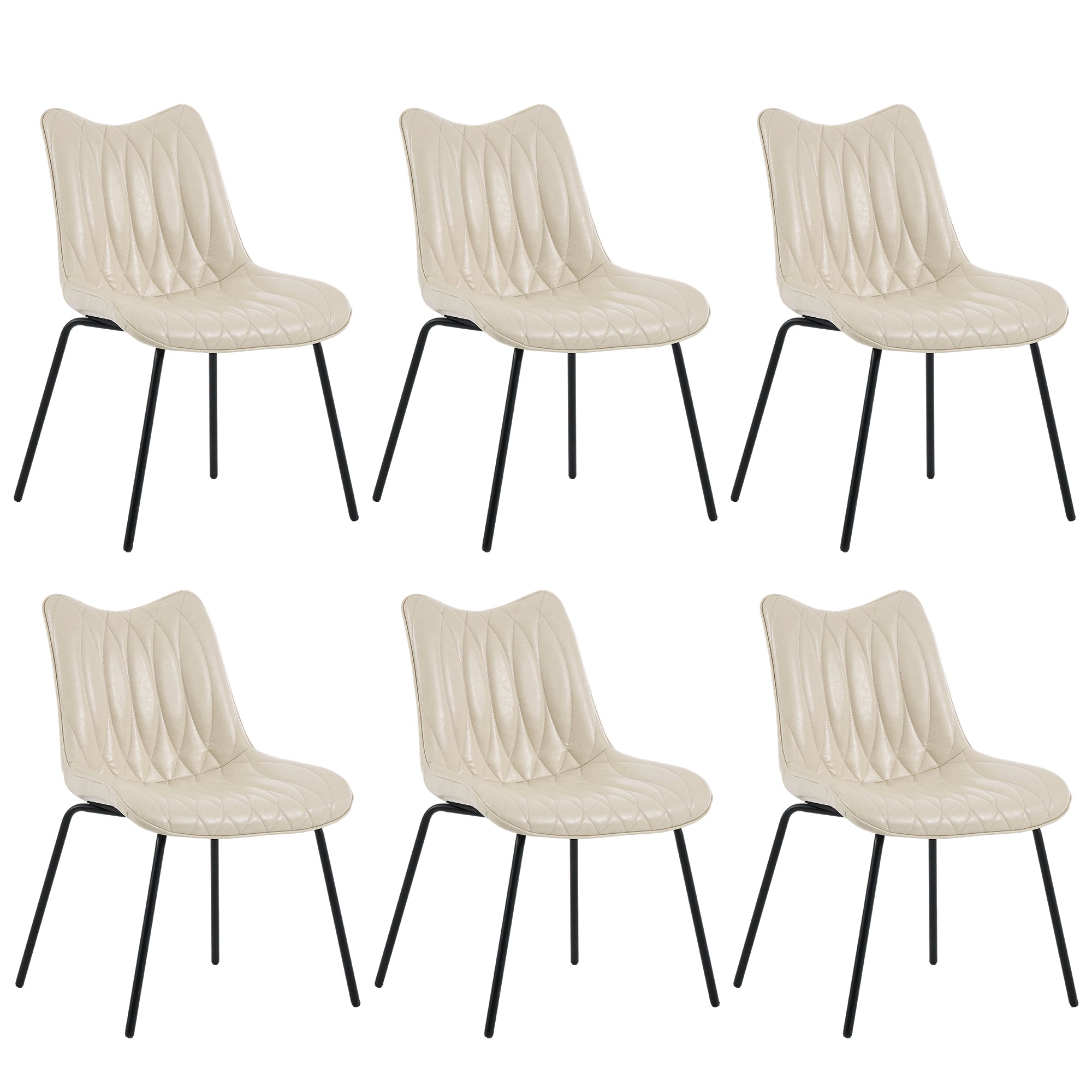 Firmoz Modern PU Leather Dining Chair with Black Iron Legs & Ergonomic Backrest