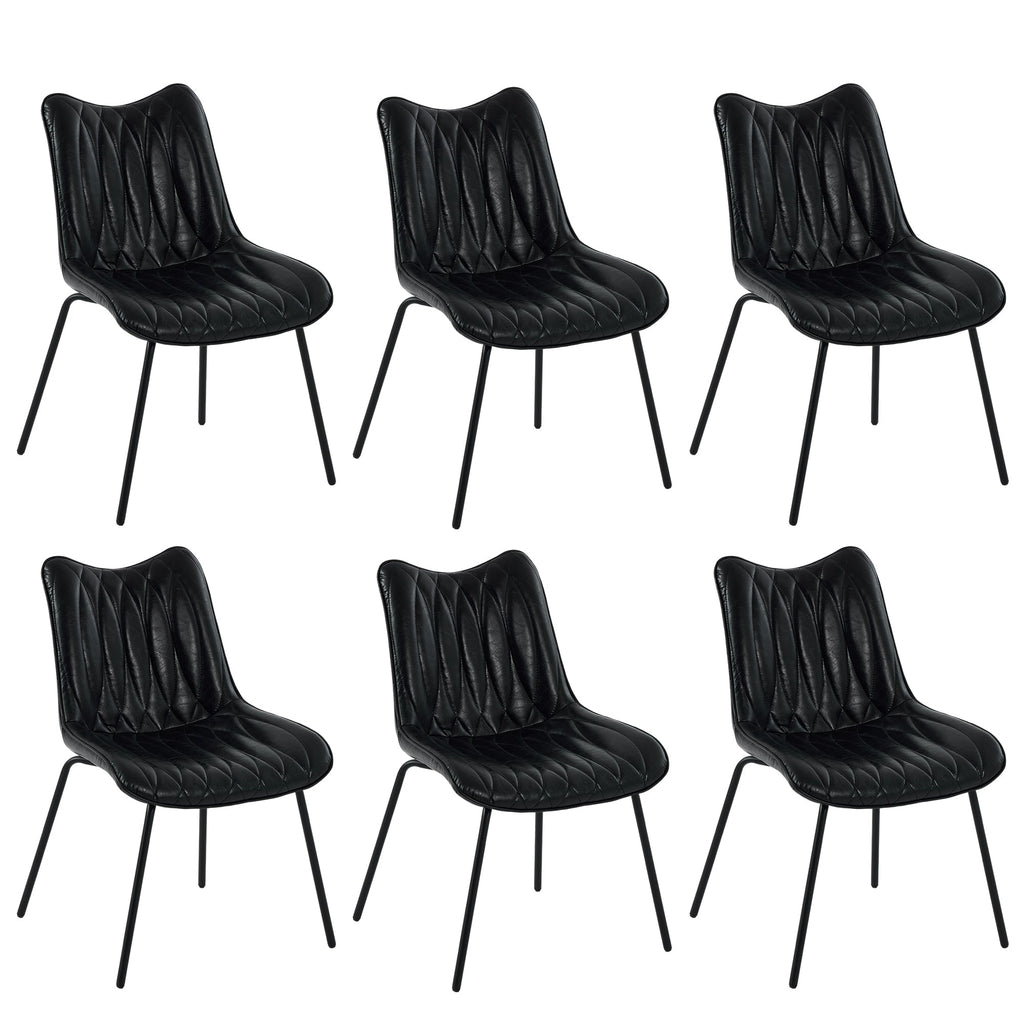 Firmoz Modern PU Leather Dining Chair with Black Iron Legs & Ergonomic Backrest