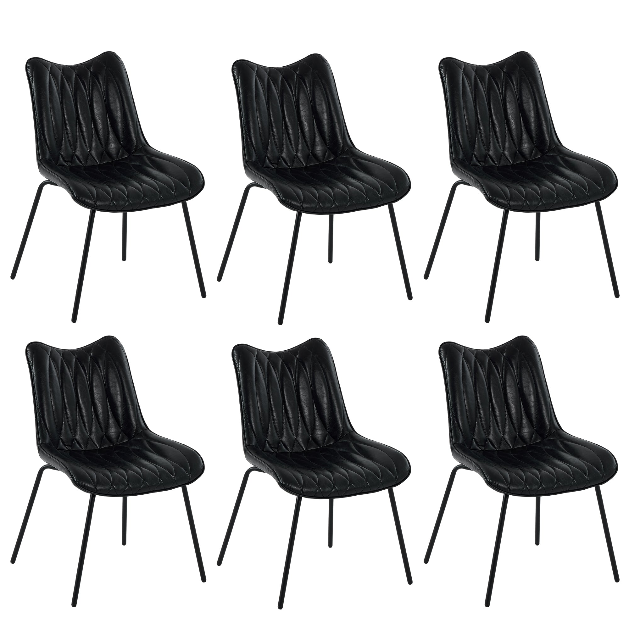 Firmoz Modern PU Leather Dining Chair with Black Iron Legs & Ergonomic Backrest