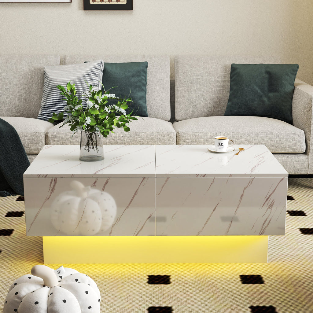 White Coffee Table with Sliding Tabletop