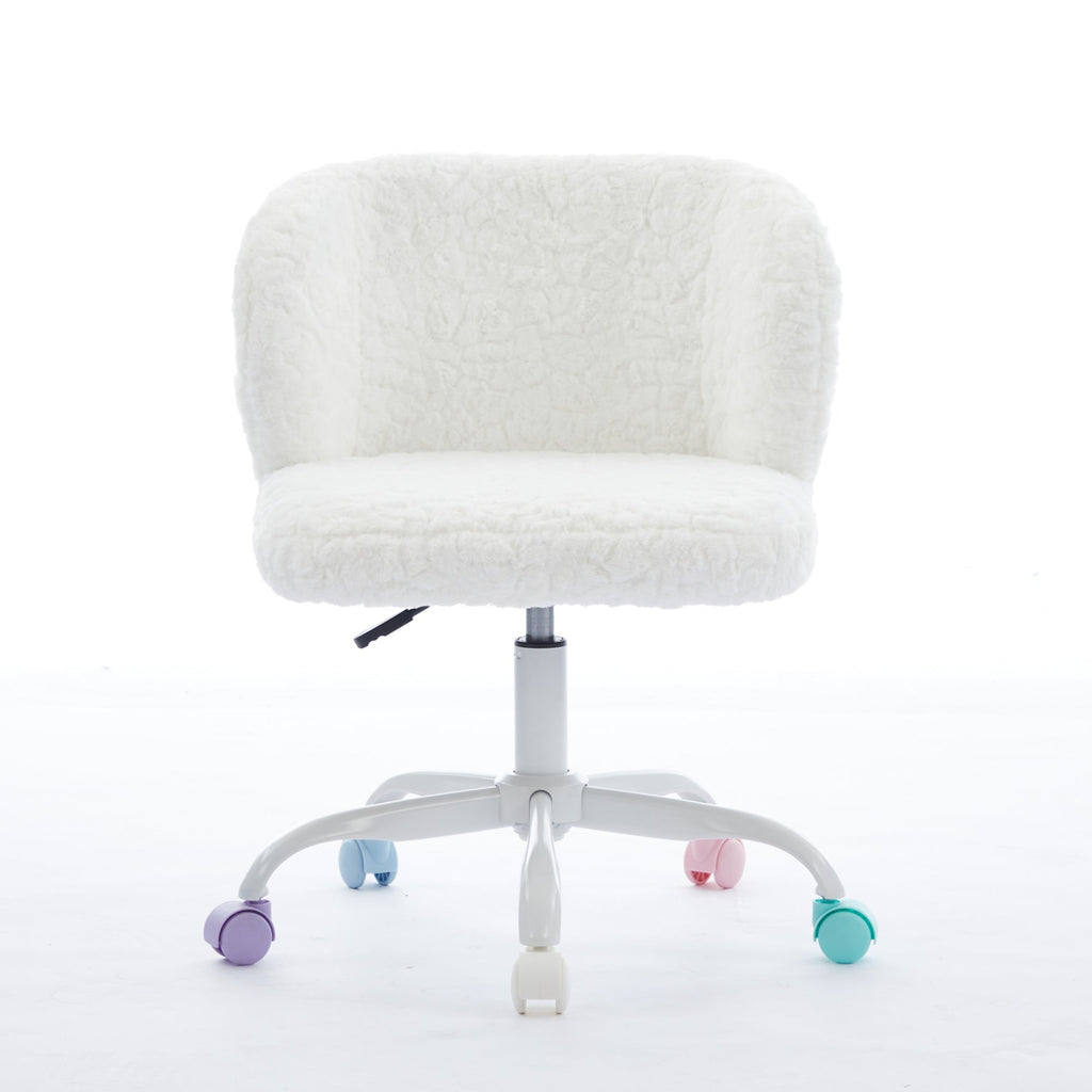 Artificial Rabbit Hair Adjustable Office Chair with Metal Base