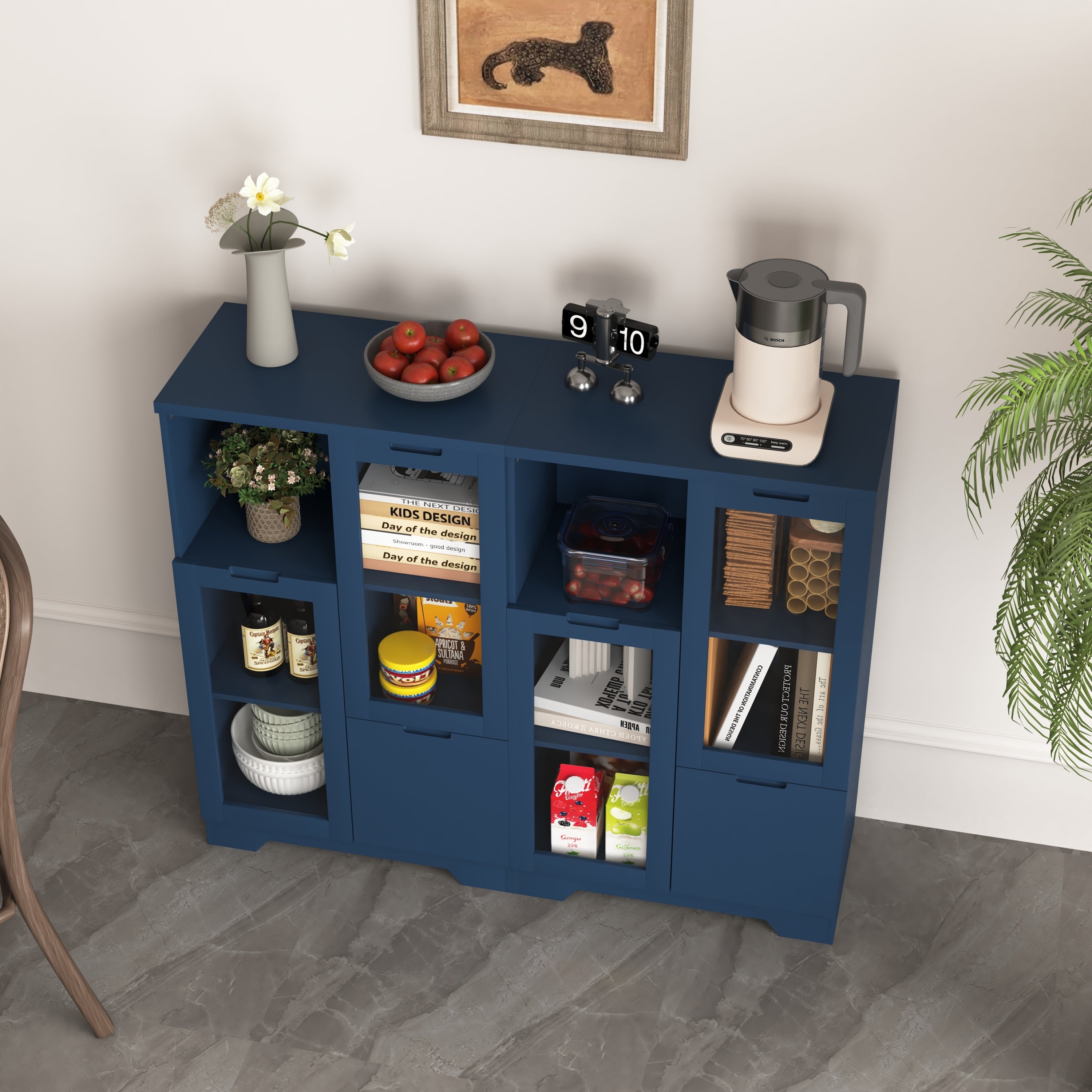 MDF Painted Cabinet with Glass Doors