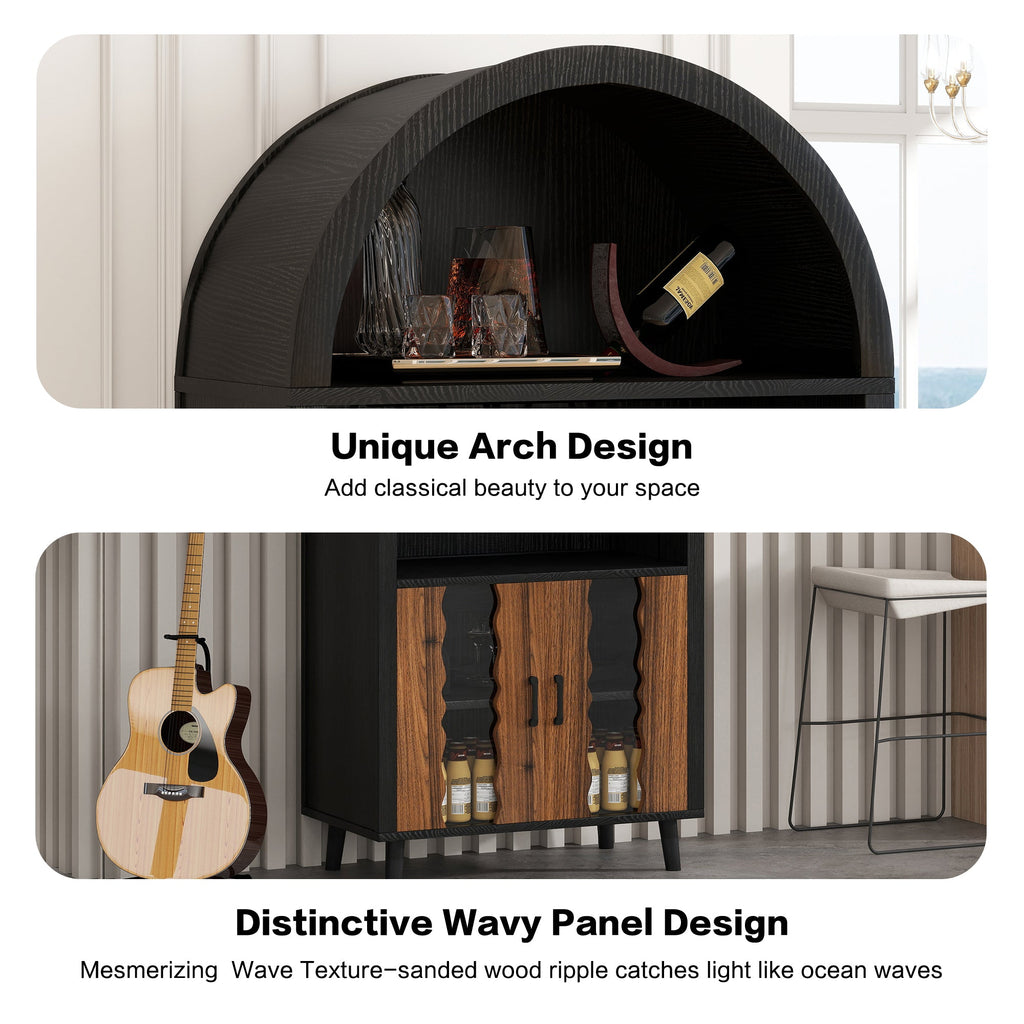 71'Farmhouse Arched Wine Bar Cabinet