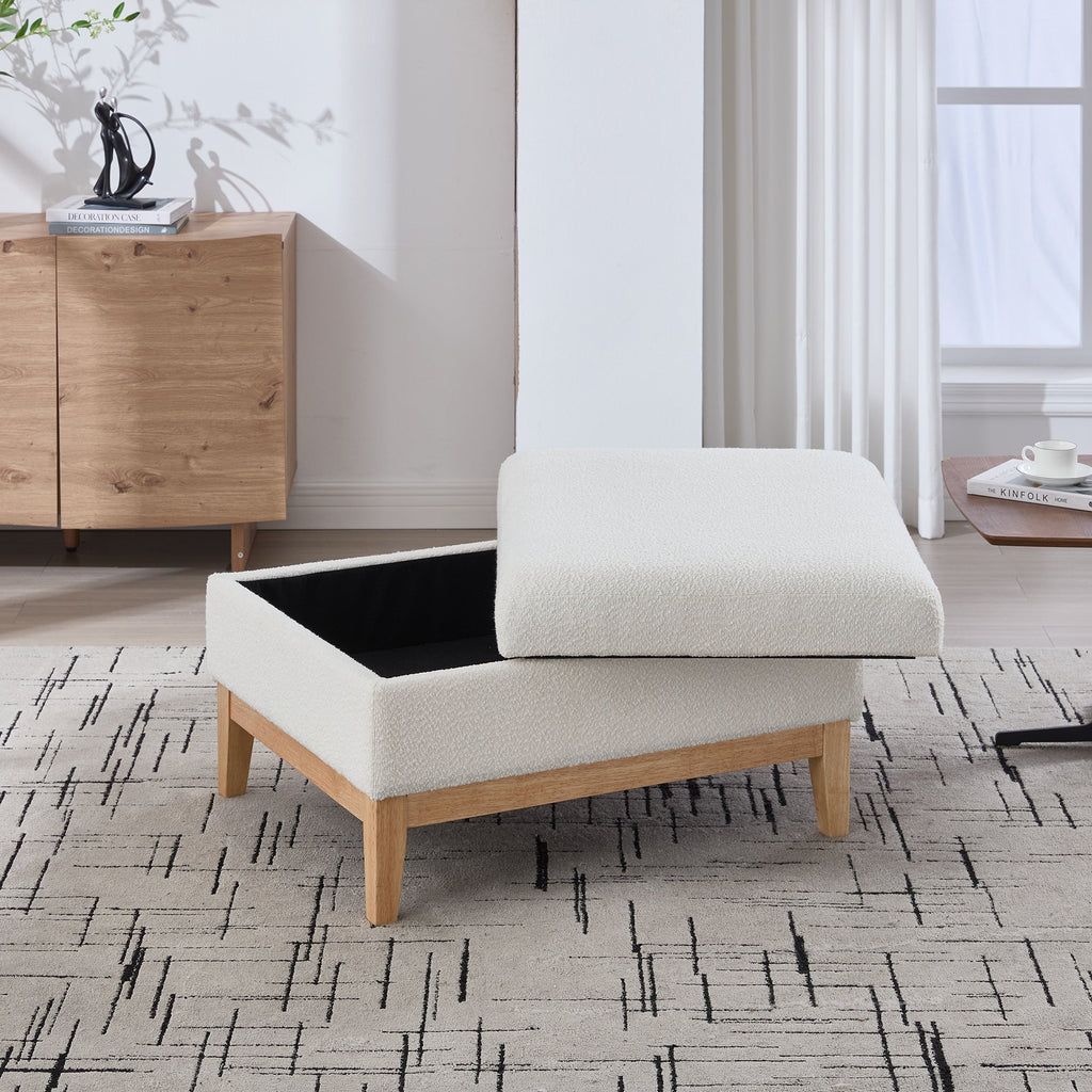 33.86'W Upholstered Wood Base Storage Ottoman