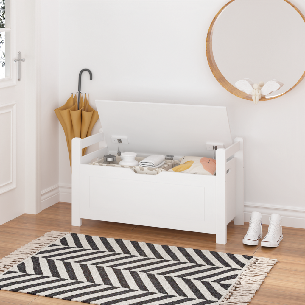 Kids Toy Box Chest Large Storage Cabinet with Cushion Seat